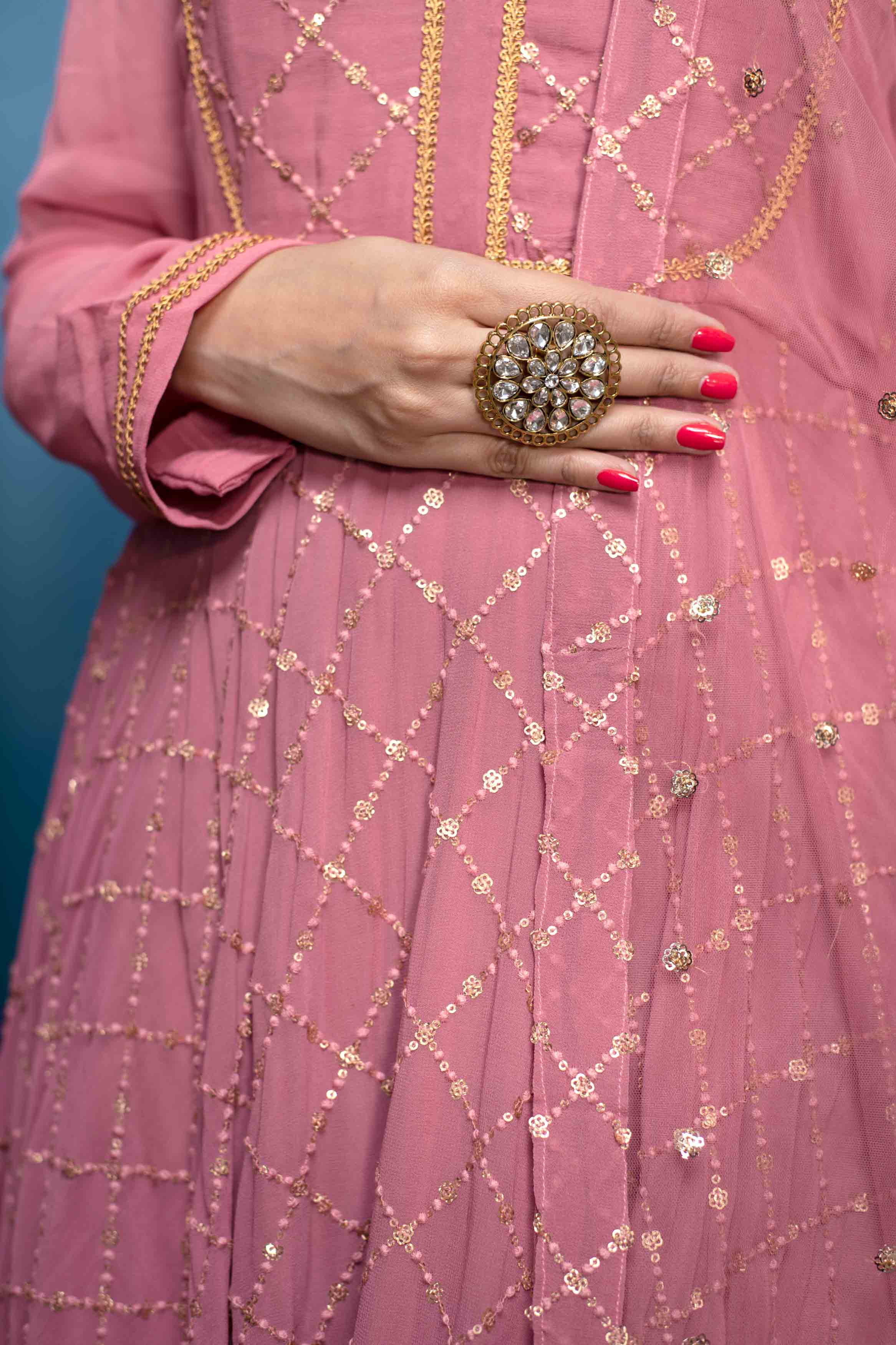 Buy Women's Dusty Pink Thred And Sequin Work Anarkali Set - Label Shaurya Sandhya | Trendia Pink / L | Trendia Global Buy Women's Dusty Pink Thred And Sequin Work Anarkali Set - Label Shaurya Sandhya | Trendia Pink / L | Trendia Global