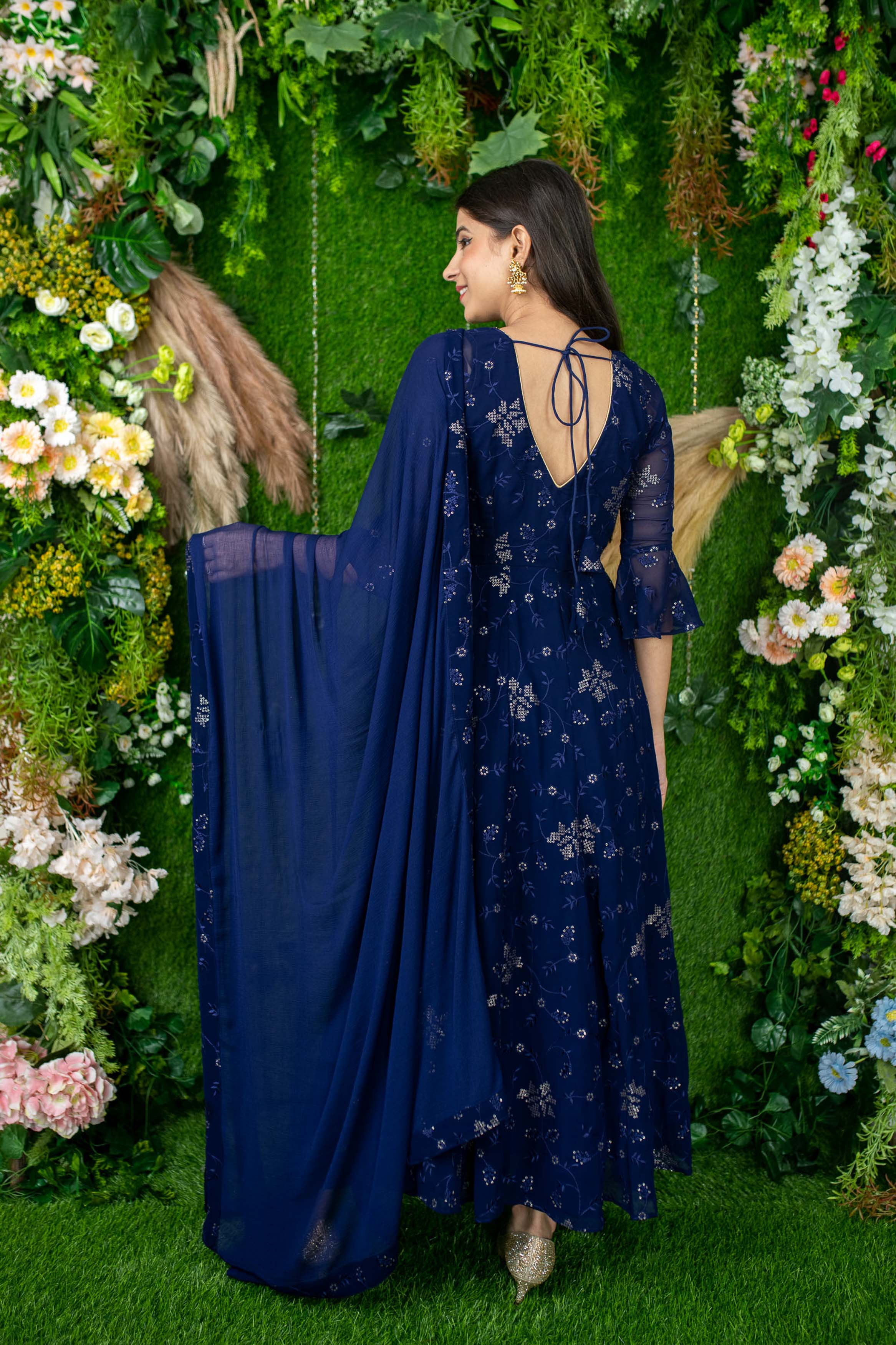 Women's Imperial Blue Anarkali Set - Label Shaurya Sanadhya