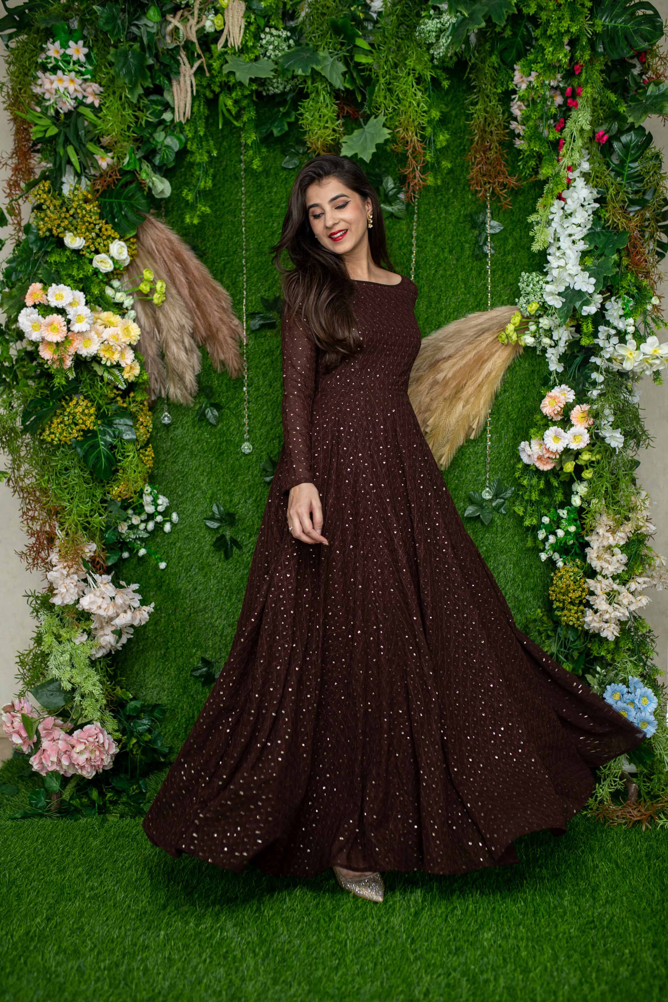 Women's Brown Ethnic Gown - Label Shaurya Sanadhya