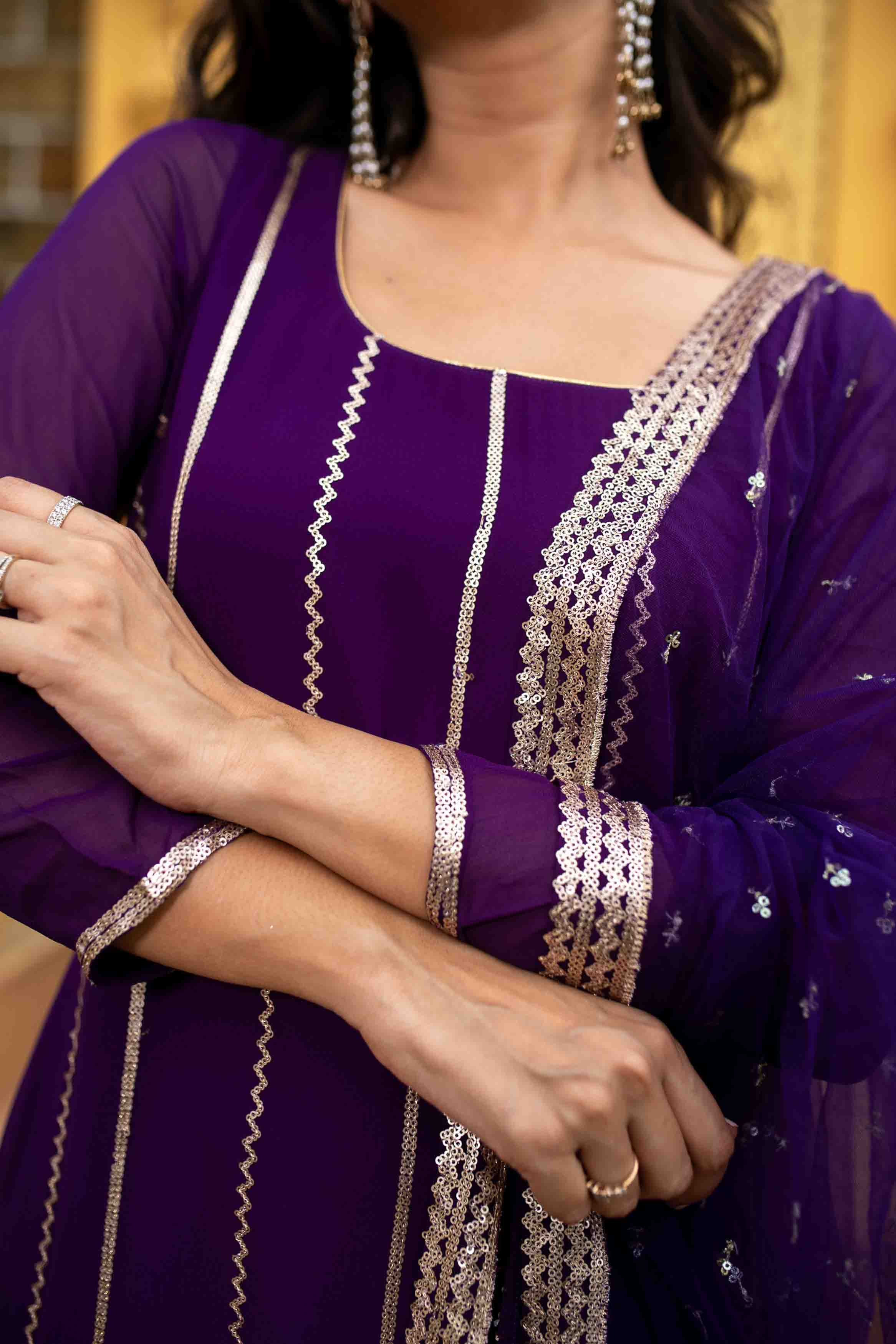 Women's Purple Georgette Kurta Set - Label Shaurya Sanadhya