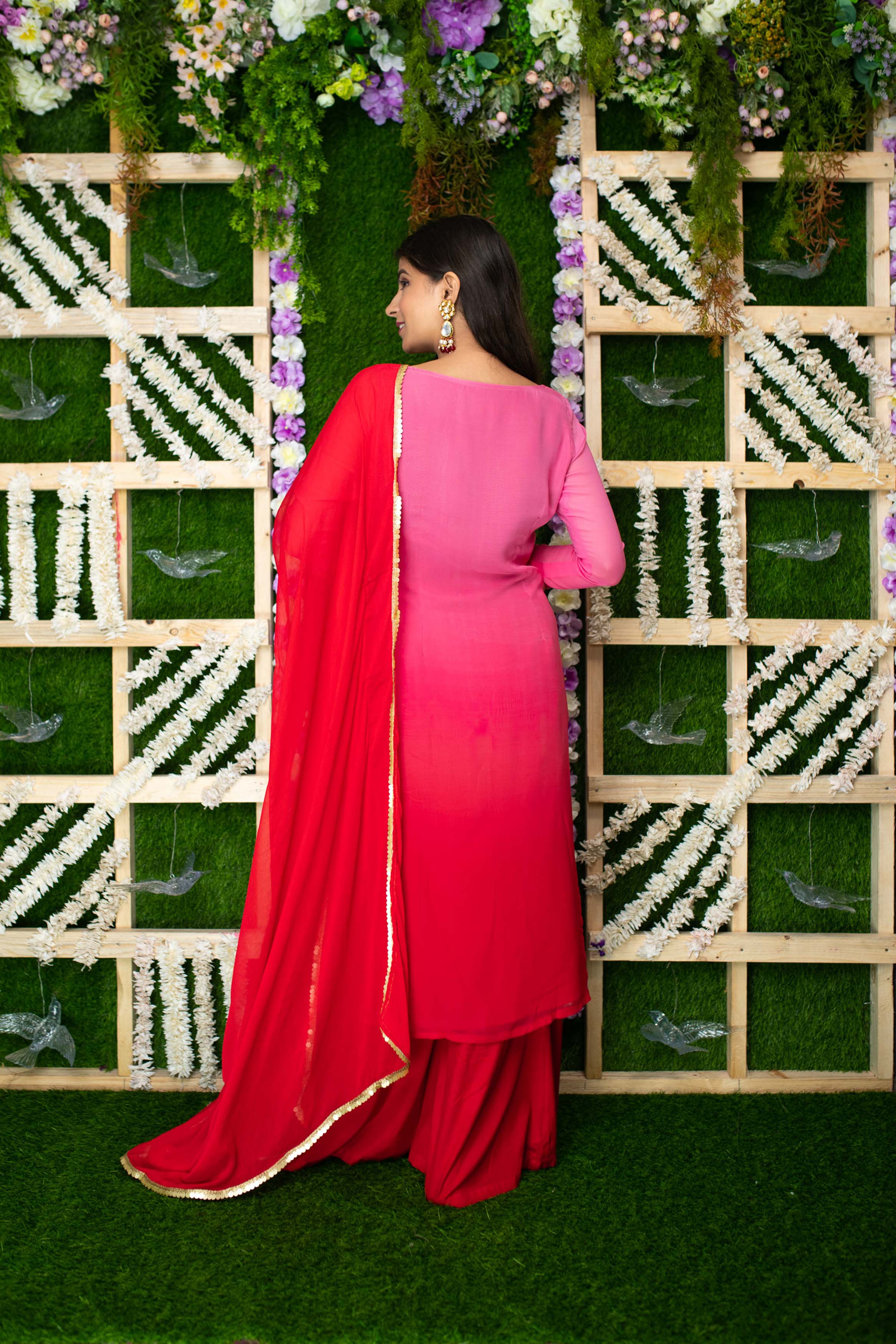 Women's Pink Ombre Kurta Palazzo Set - Label Shaurya Sanadhya