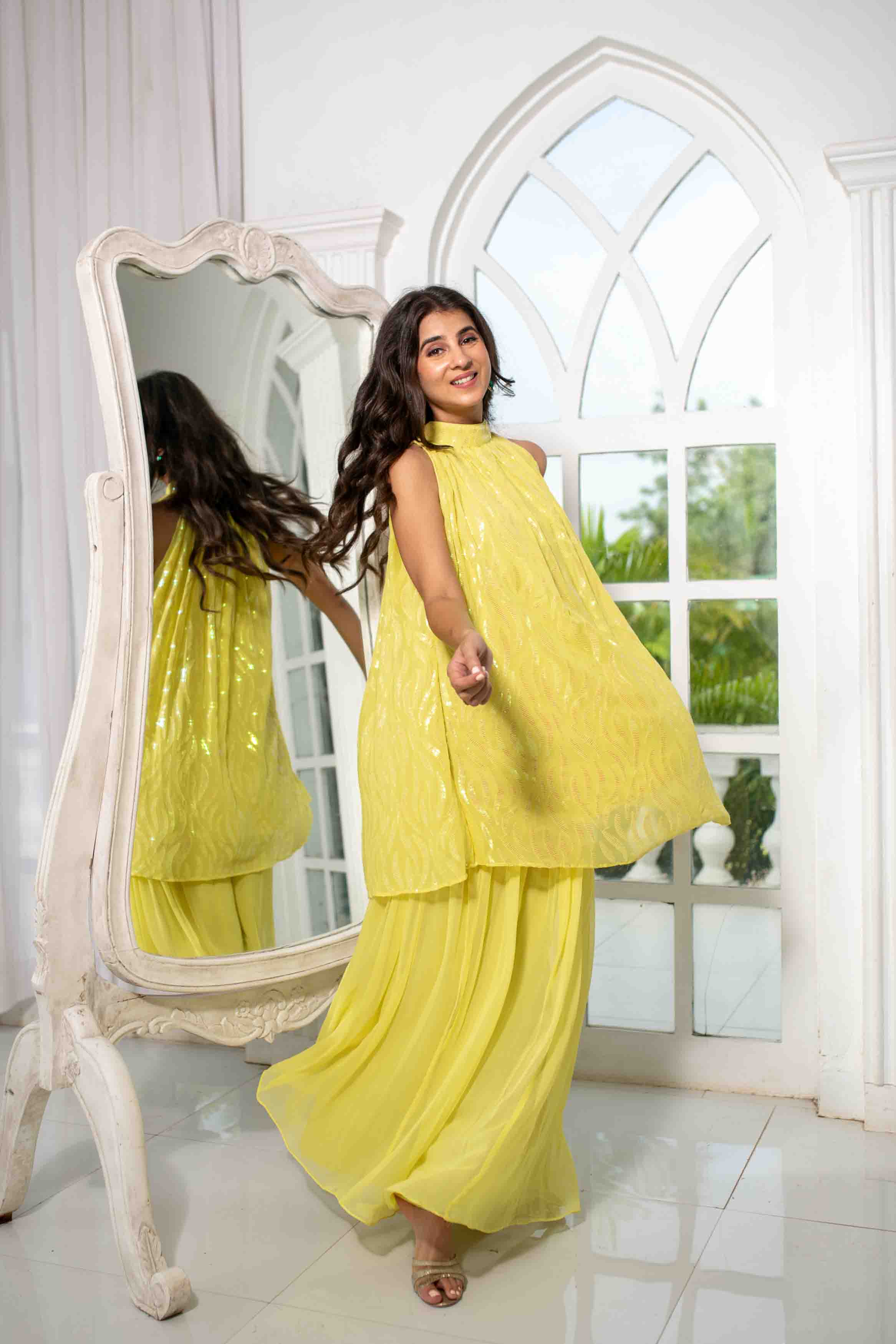 Women's Yellow Bund Gala Co-Ord Set - Label Shaurya Sanadhya