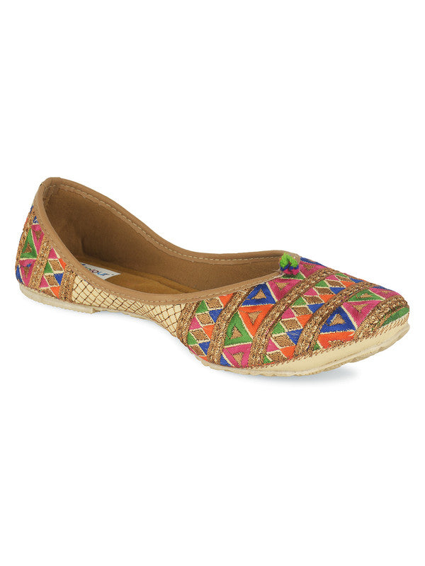Women's Multi Chevron Womens Indian Ethnic Comfort Footwear - Desi Colour