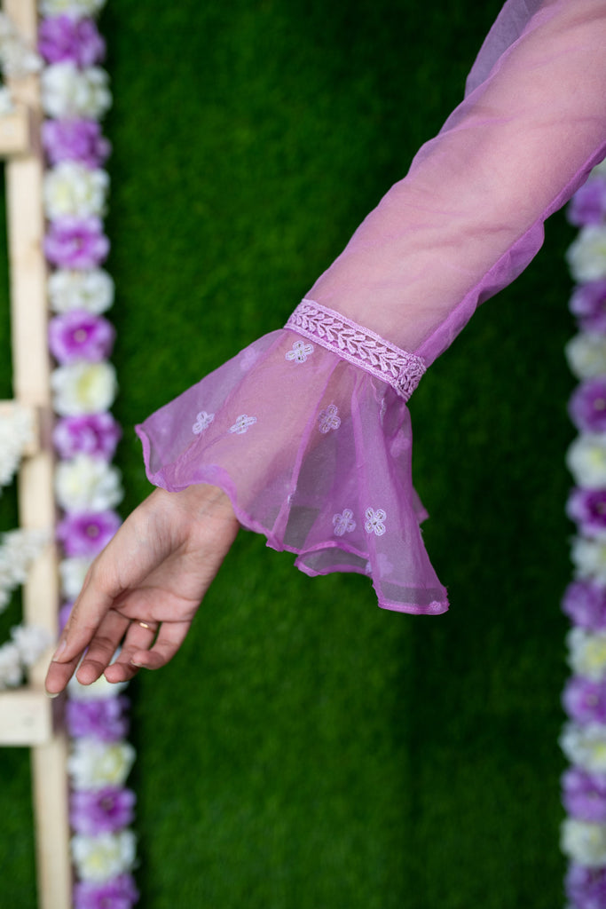 Women's Lavender Organza Kurta Set