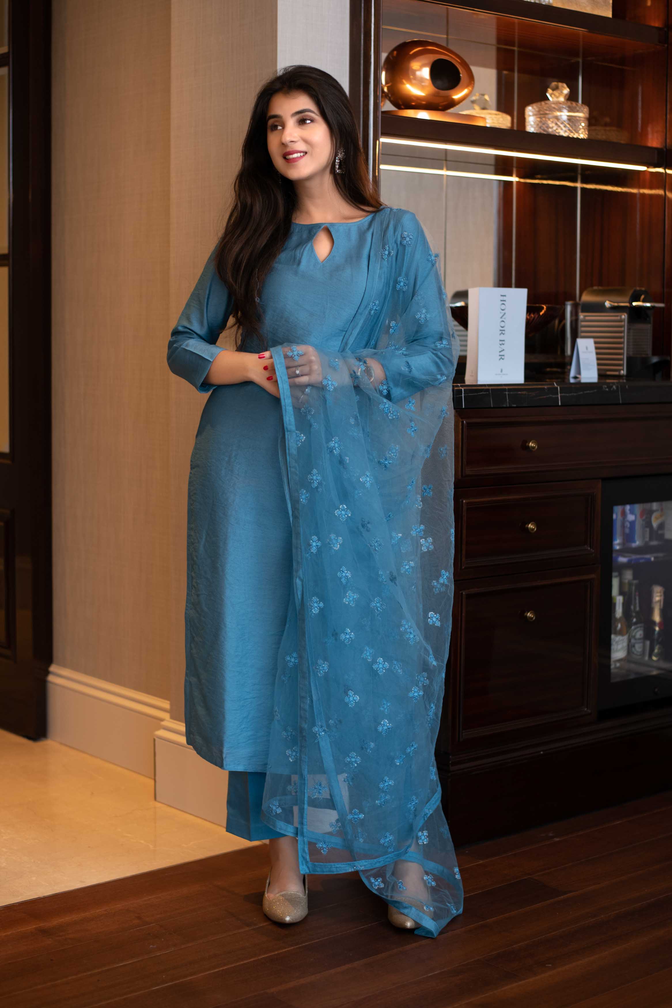 Women's Blue Kurta Set With Dupatta - Label Shaurya Sanadhya
