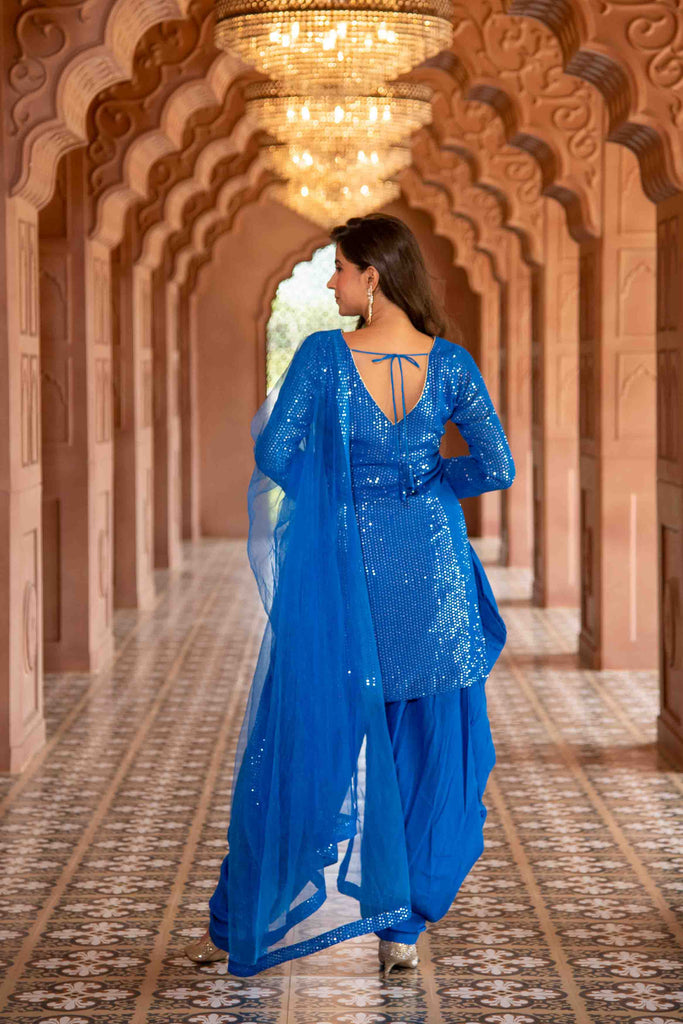 Women's Electric Blue Patialla Set