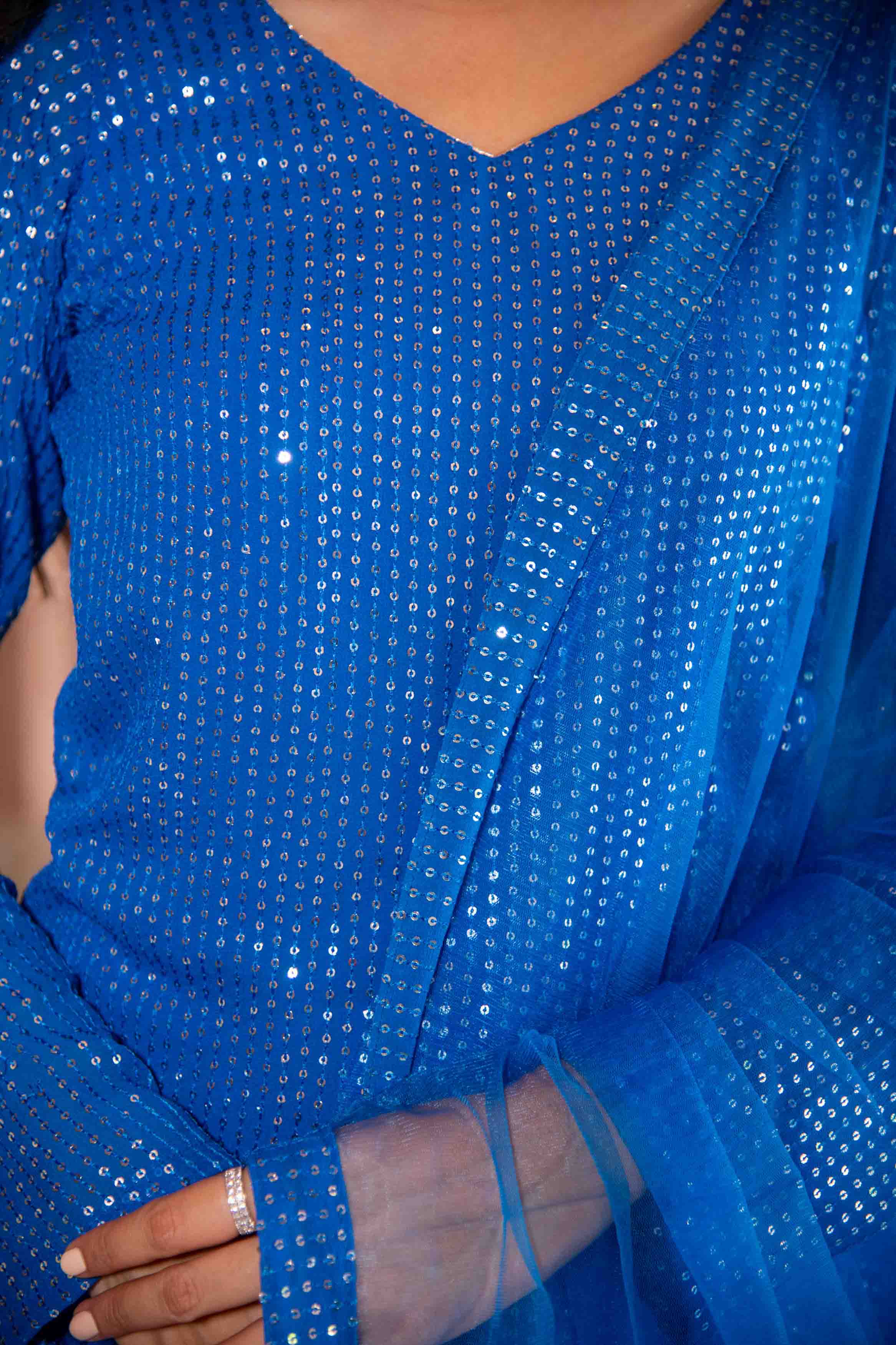 Women's Electric Blue Patialla Set - Label Shaurya Sanadhya