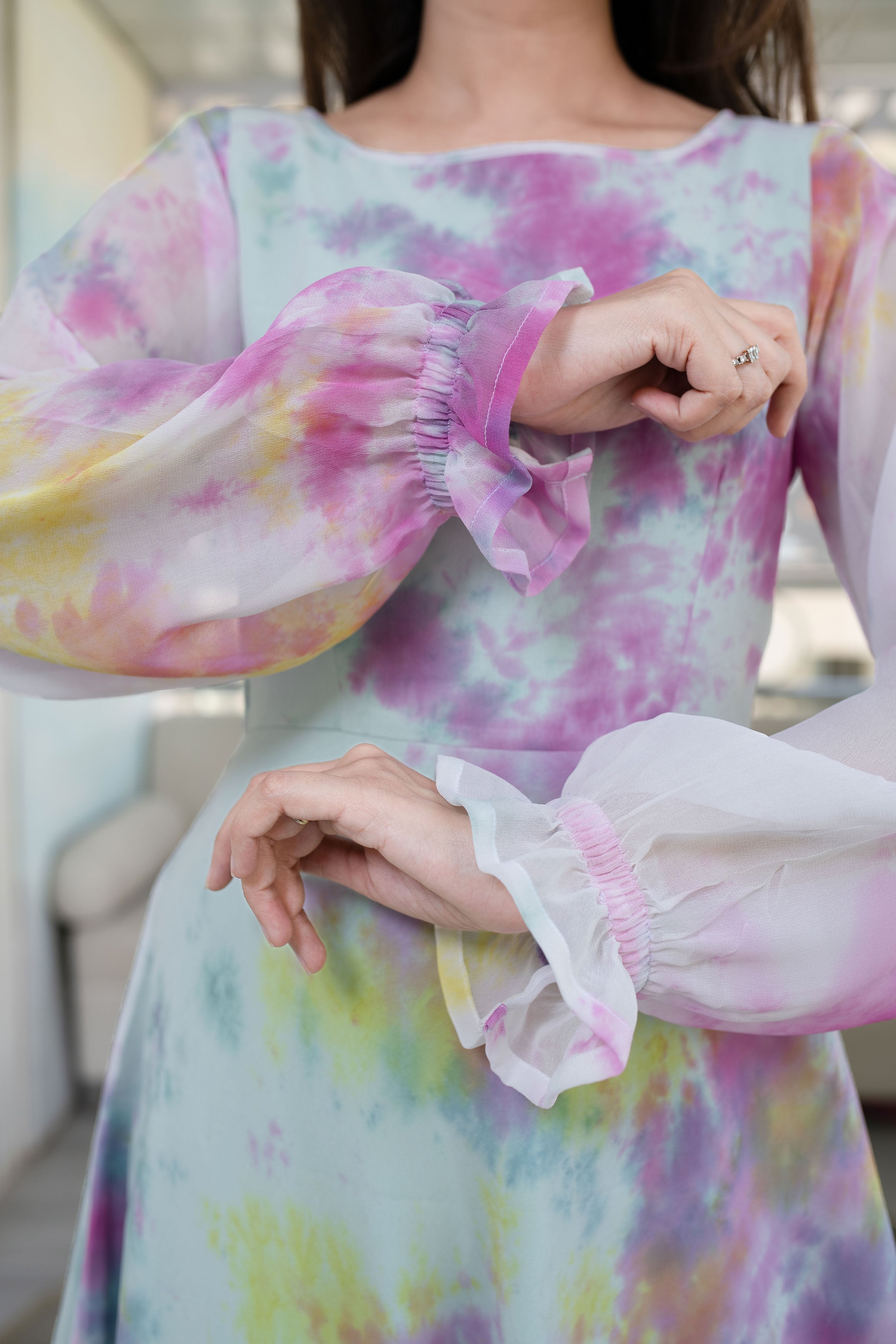 Women's Tie And Dye Goergette Short Dress (1pc set) - Label Shaurya Sanadhya