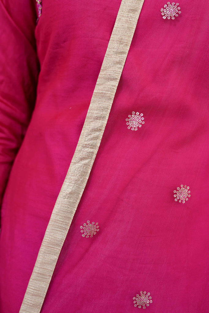 Women's Hand Work Pink Kurta Set (3pcs set)