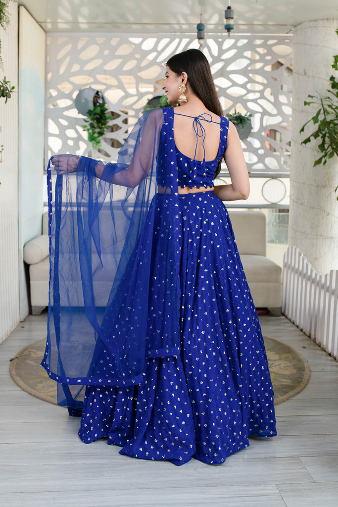 Women's Royal Blue Lehenga (3 Pc Set)
