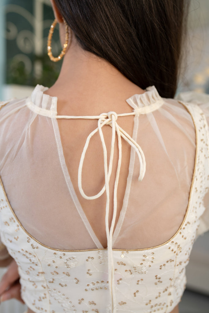 Women's Cream Lehenga ( 3 Pc Set)