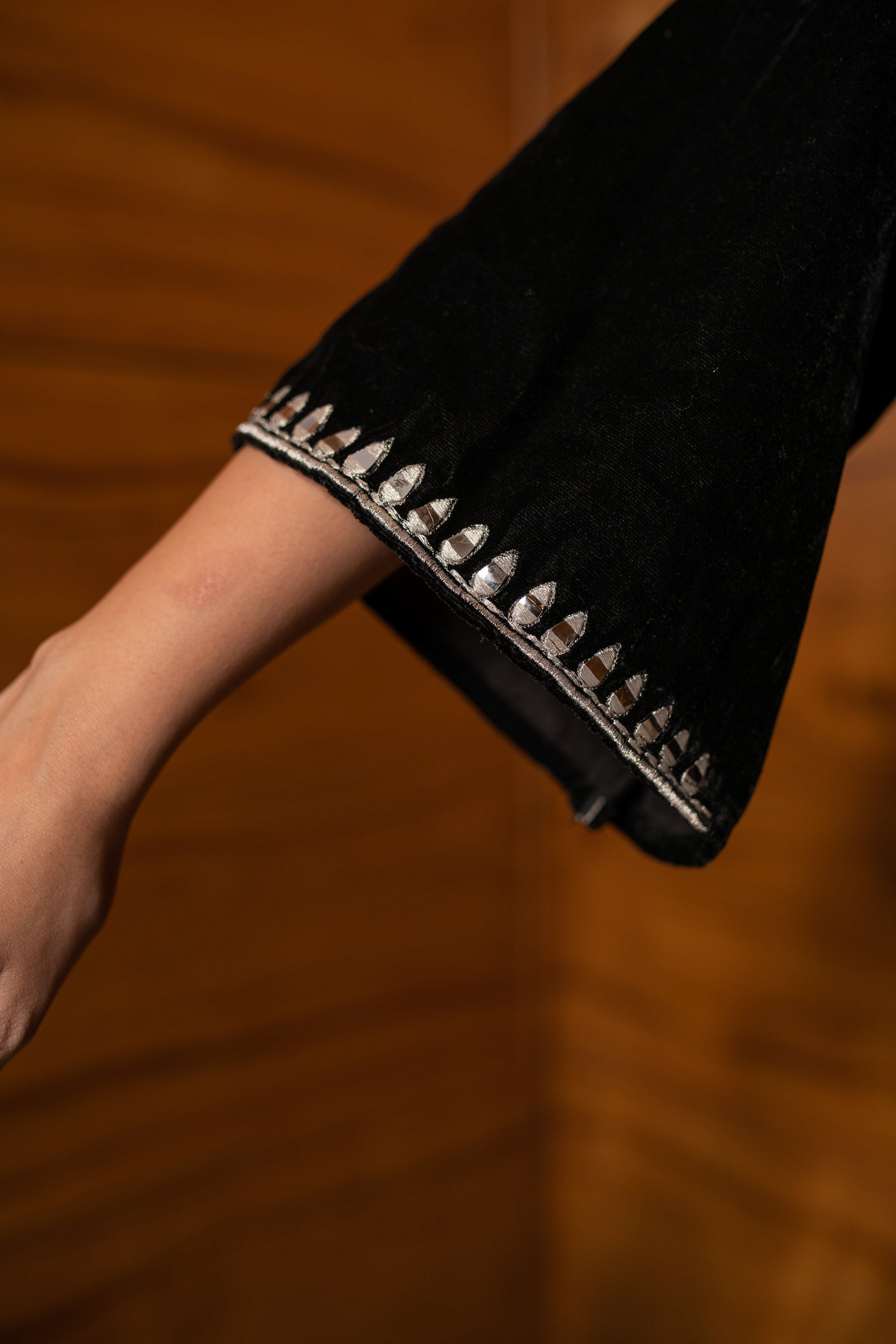 Women's Black Silver Hand Work Kurta Palazzo Set - Label Shaurya Sanadhya