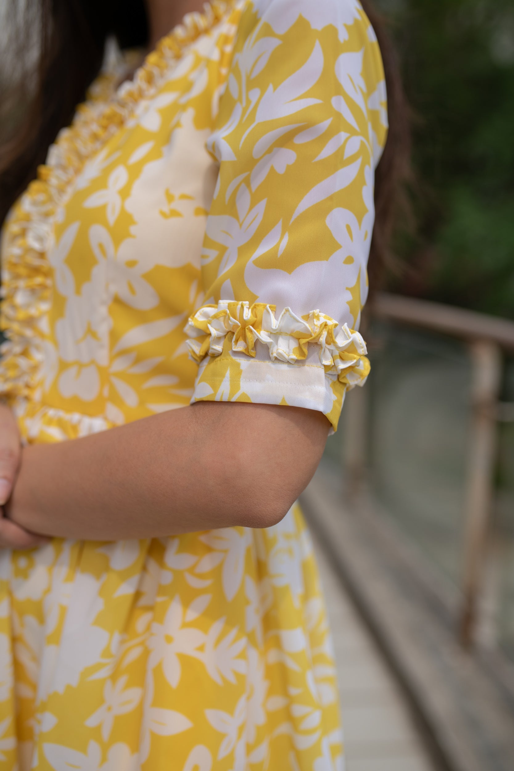 Women's Yellow White Floral Short Dress (1pc) - Label Shaurya Sanadhya