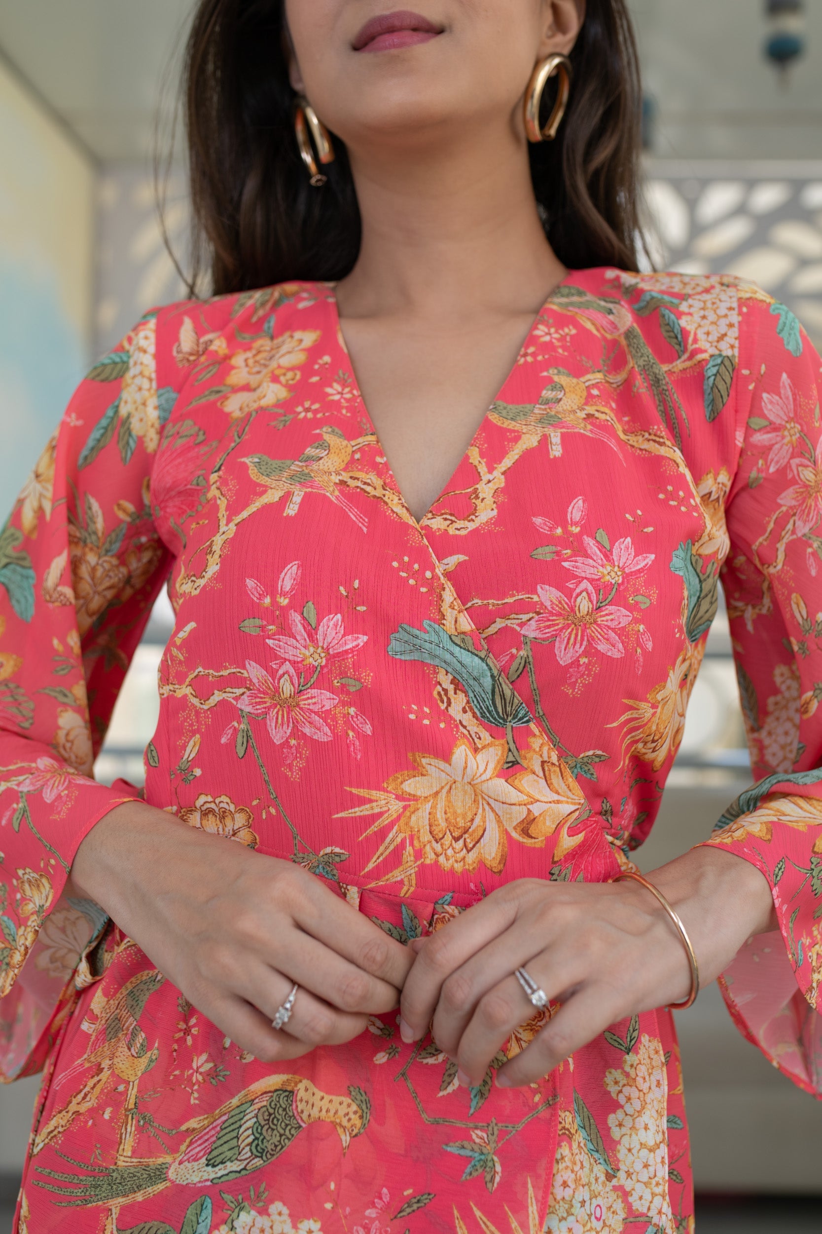 Women's Dark Peach Wrap Short Dress Label (1pc) - Shaurya Sanadhya