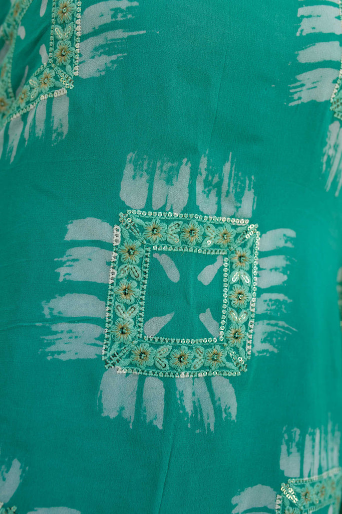 Women's Sea Green Thread And Sequin Work Kaftan (1pc)