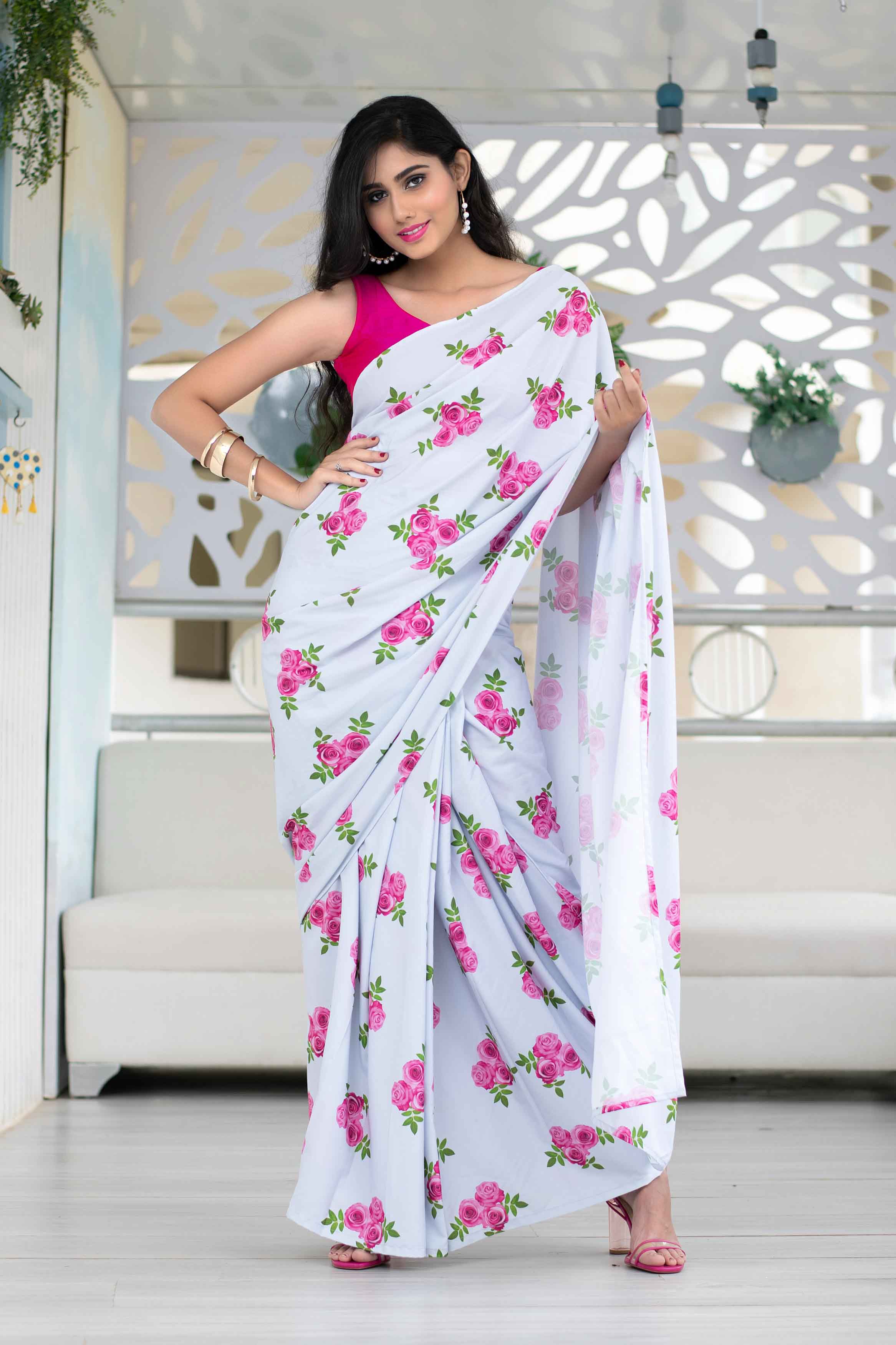 Women's Indo- Western Skirt Style Saree Set Of 2 (2pcs set) - Label Shaurya Sanadhya
