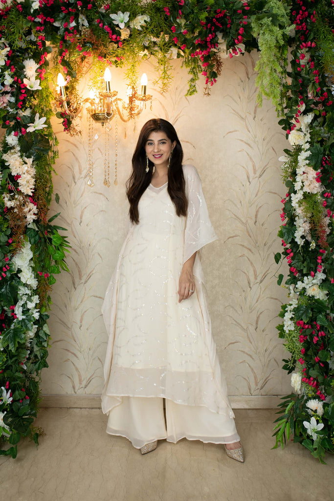 Women's White Kaftan With Palazzo