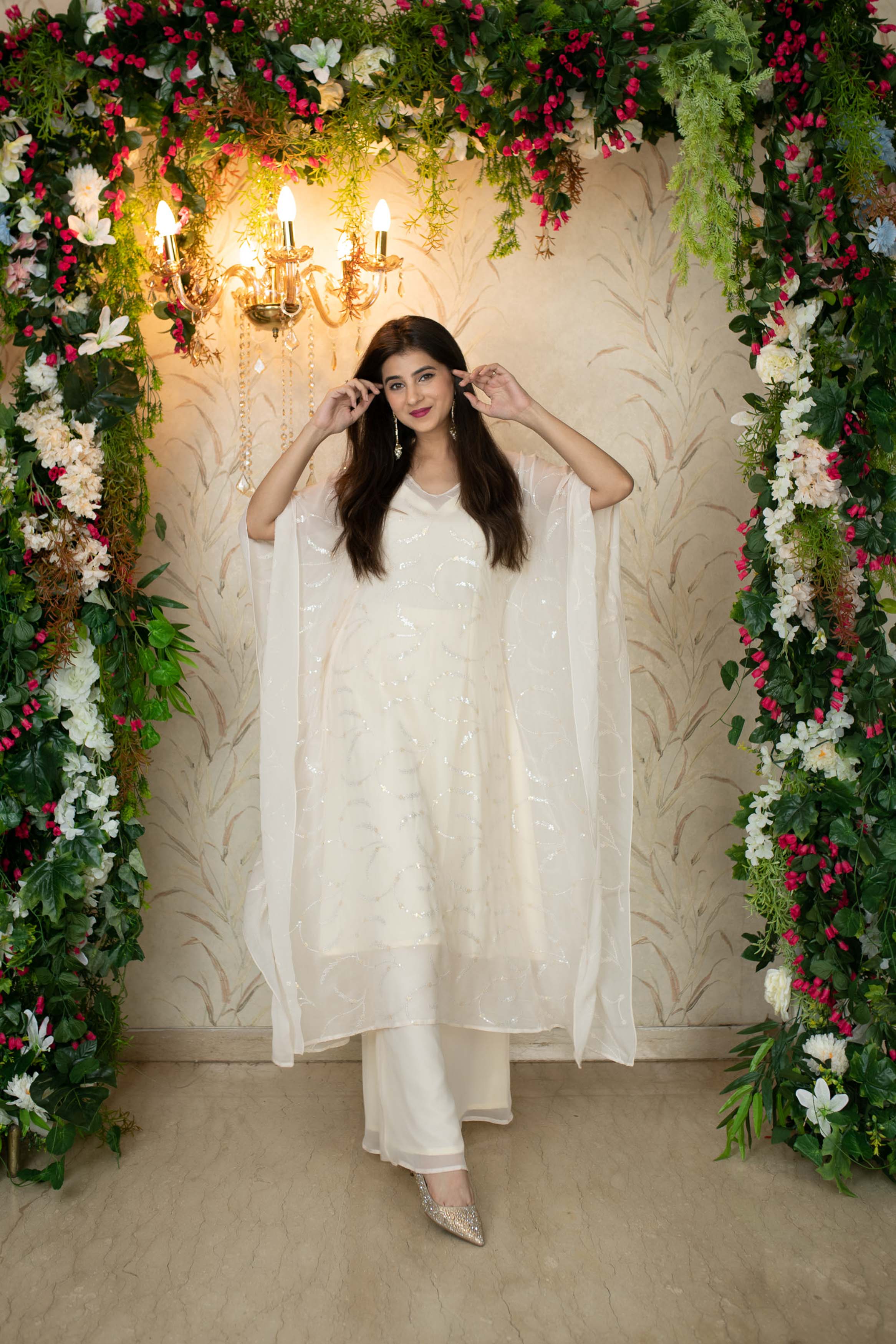 Women's White Kaftan With Palazzo - Label Shaurya Sanadhya