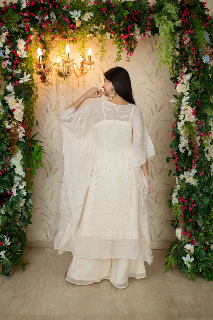 Women's White Kaftan With Palazzo