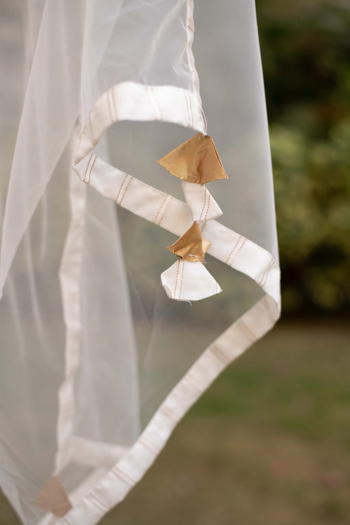 Women's White A-Line Chanderi Kurta Set With Dupatta (3pcs set)