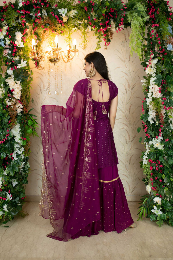 Women's Wine Sharara Set