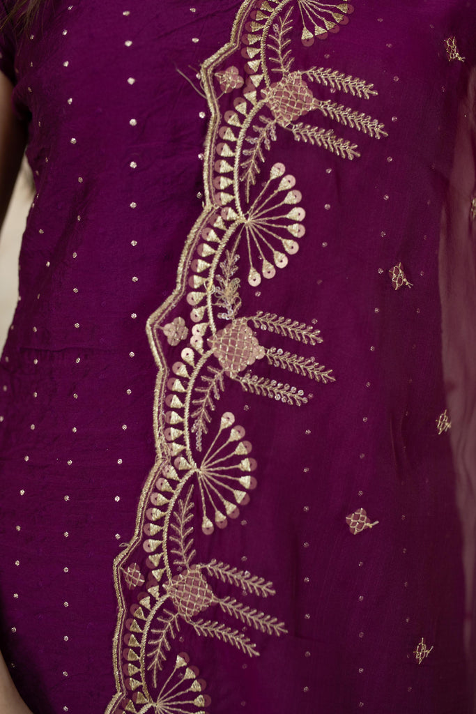 Women's Wine Sharara Set
