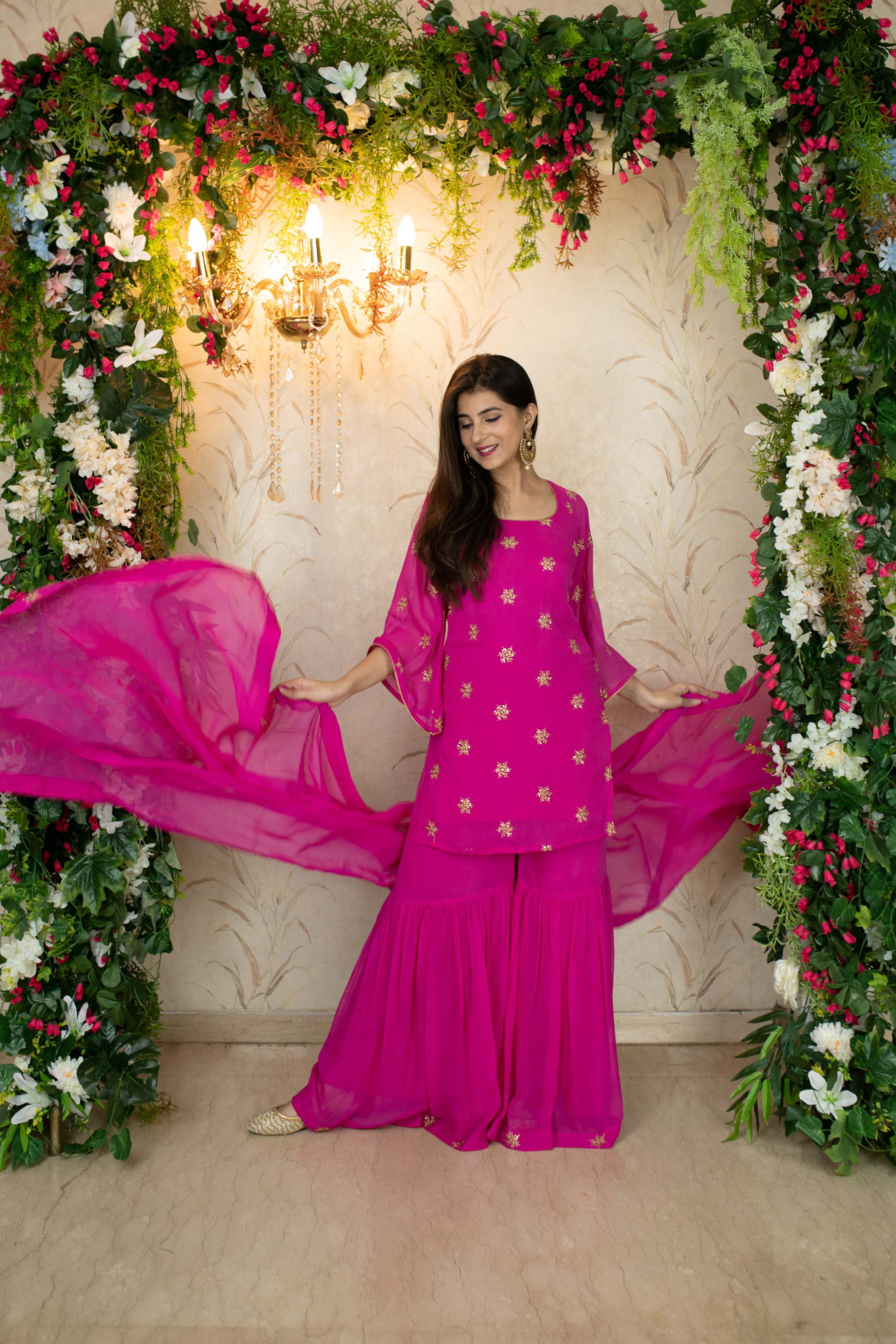 Women's Rani Pink Sharara Set