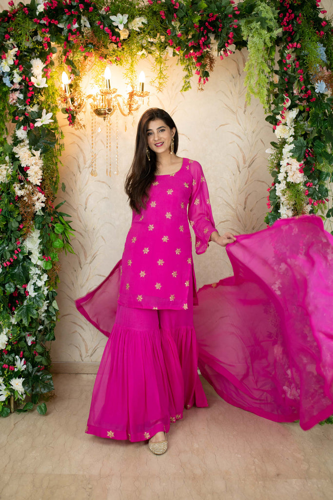 Women's Rani Pink Sharara Set