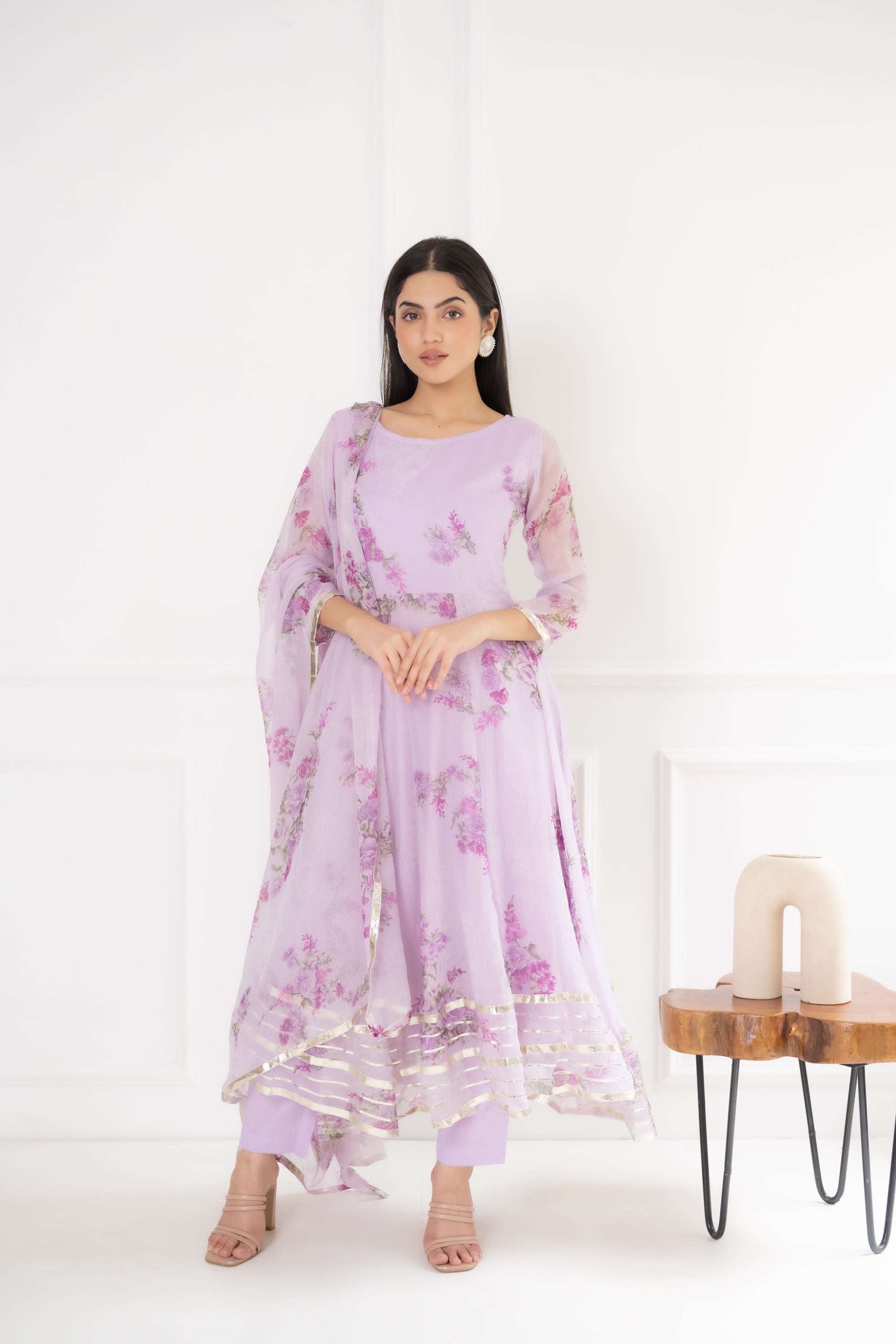 Women's Purple Flower Print Suit Set' - Saras The Label