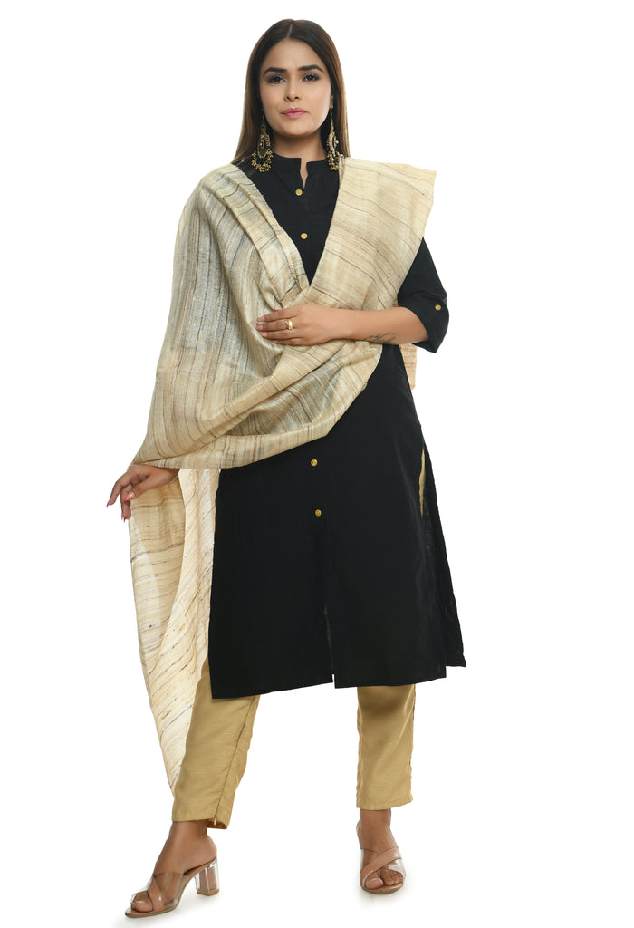 Women's Gold Color Ghichcha Silk Dupatta