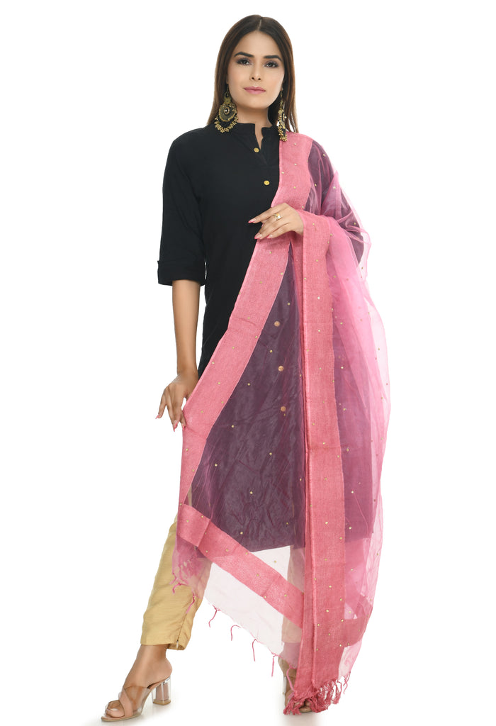 Women's Pink Color Stone Work Dupatta