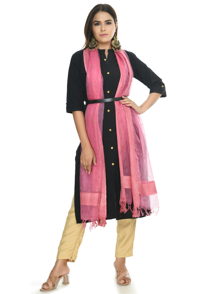 Women's Pink Color Stone Work Dupatta