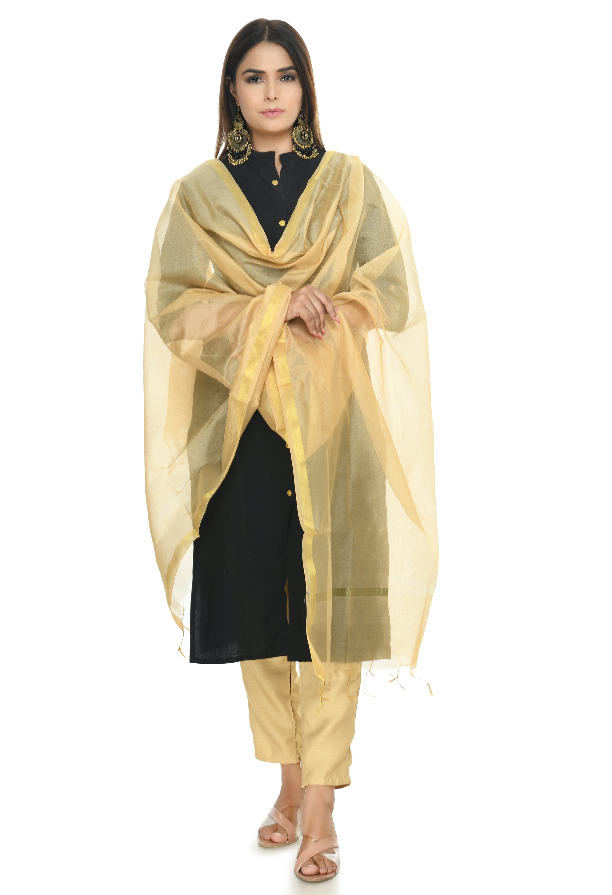 Women's Gold Color Banarsi Piping - Moeza