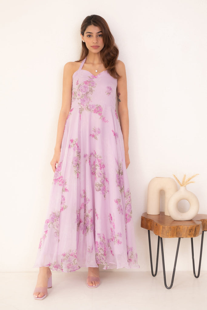 Women's Purple Chiffon Maxi Dress