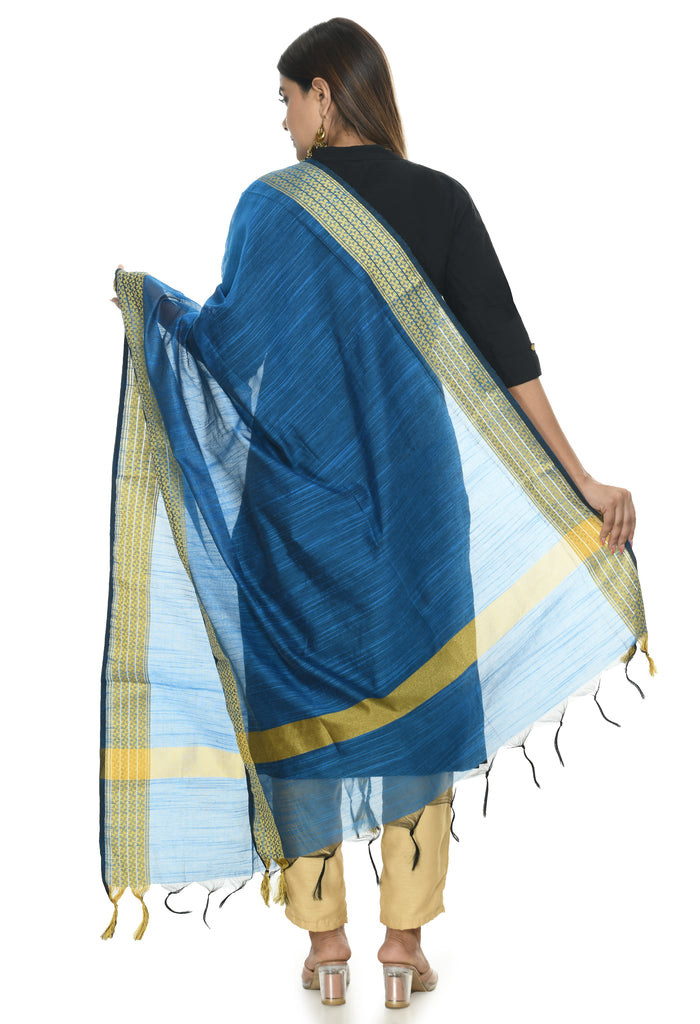 Women's Blue Color Handloom Cotton Dupatta