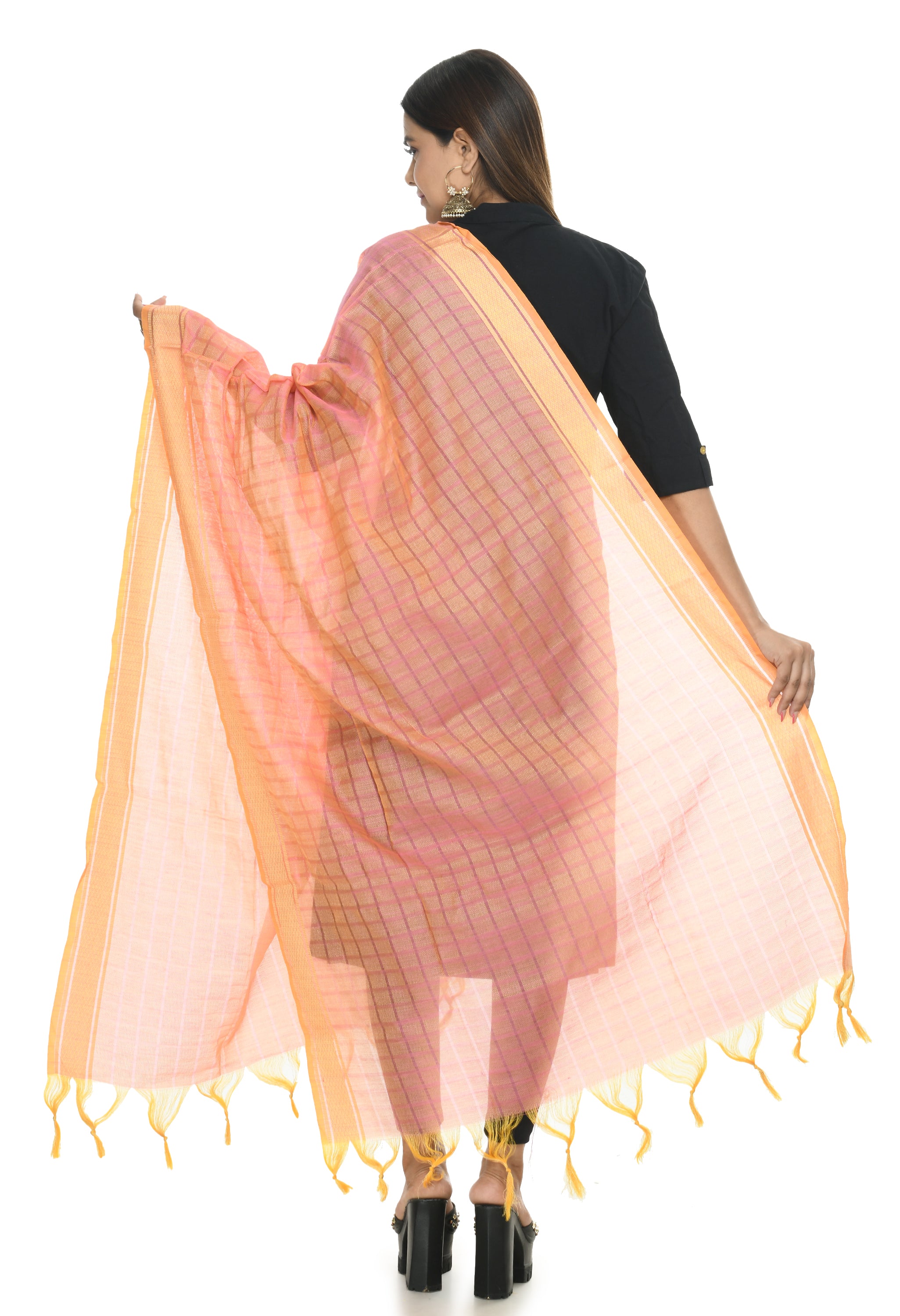 Women's Handloom Cotton Dupatta - Moeza
