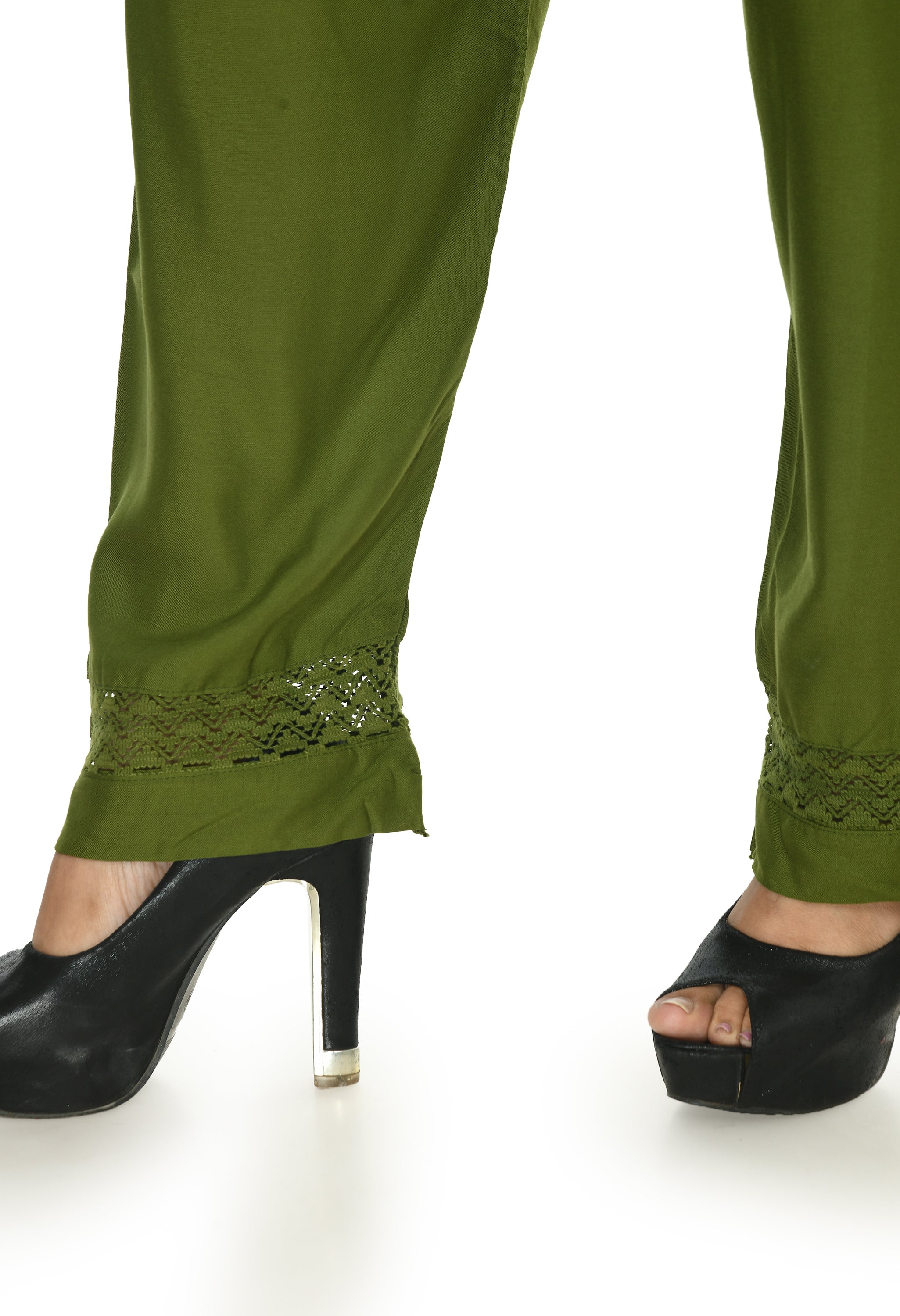 Women's Mehndi Green  Color Straight Palazzo - Moeza
