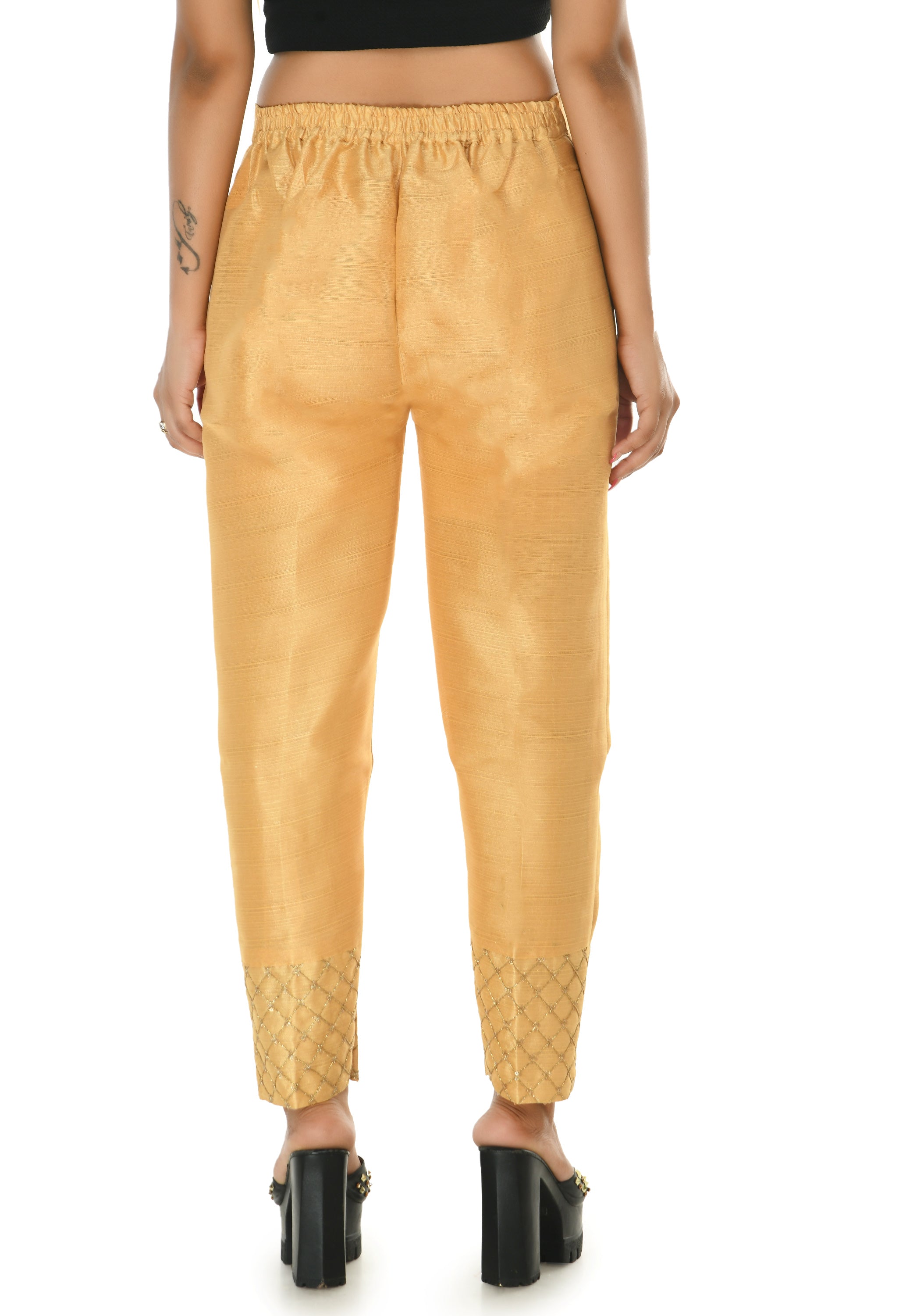 Women's Golden Color Pants - Moeza