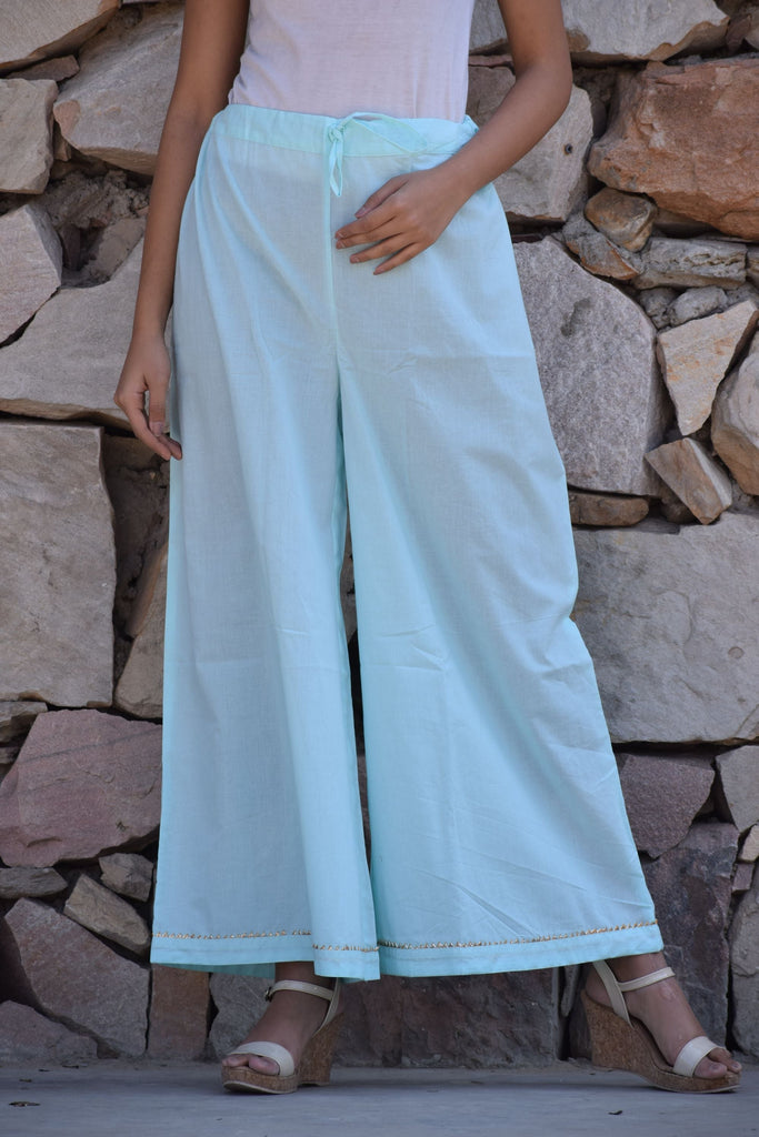 Women's Blue-Pink  Kurta Set With Hand Block Printed Dupatta Set