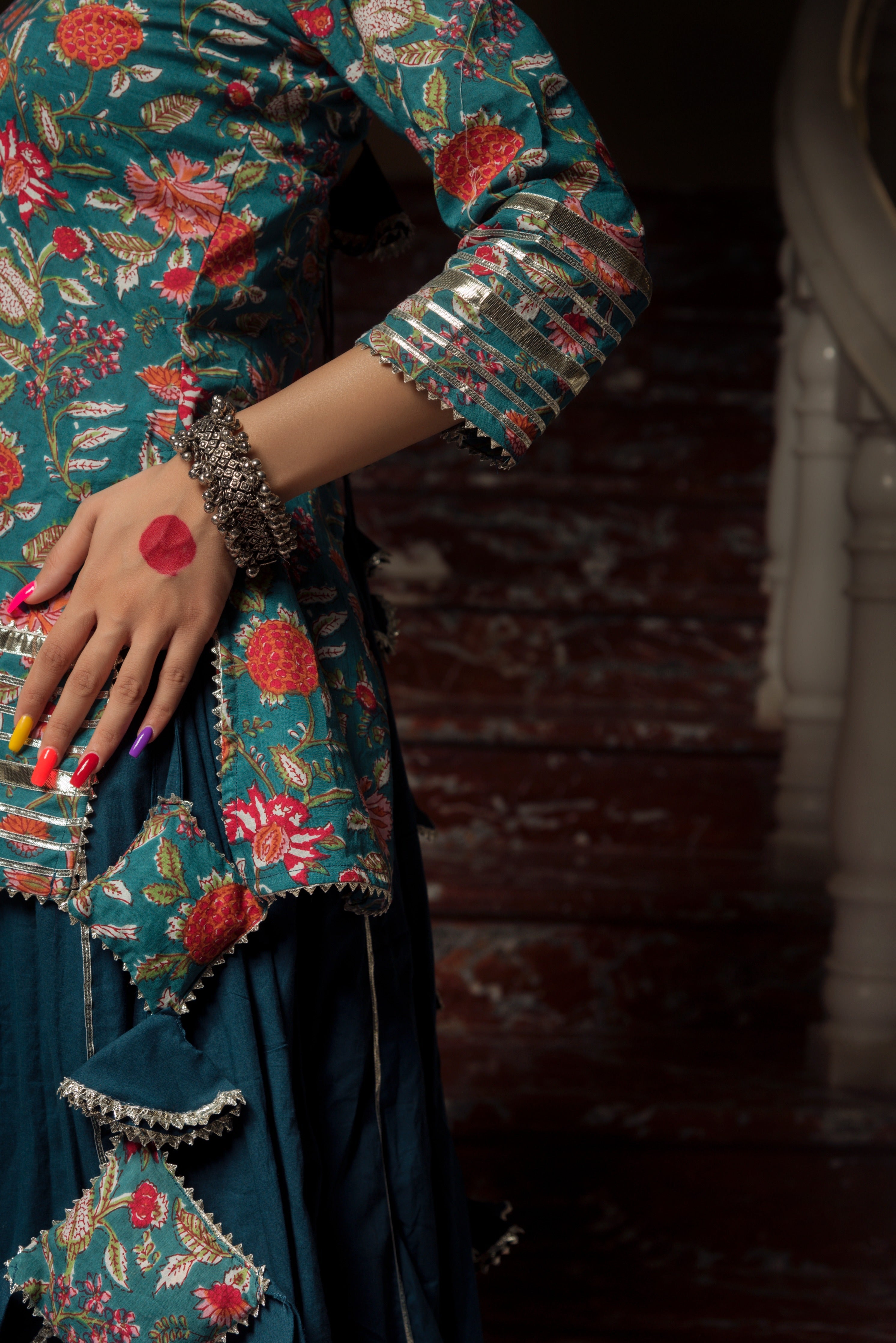 Women's Tulsi Pure Cotton Hand Block Kurta Skirt Set - Pomcha Jaipur