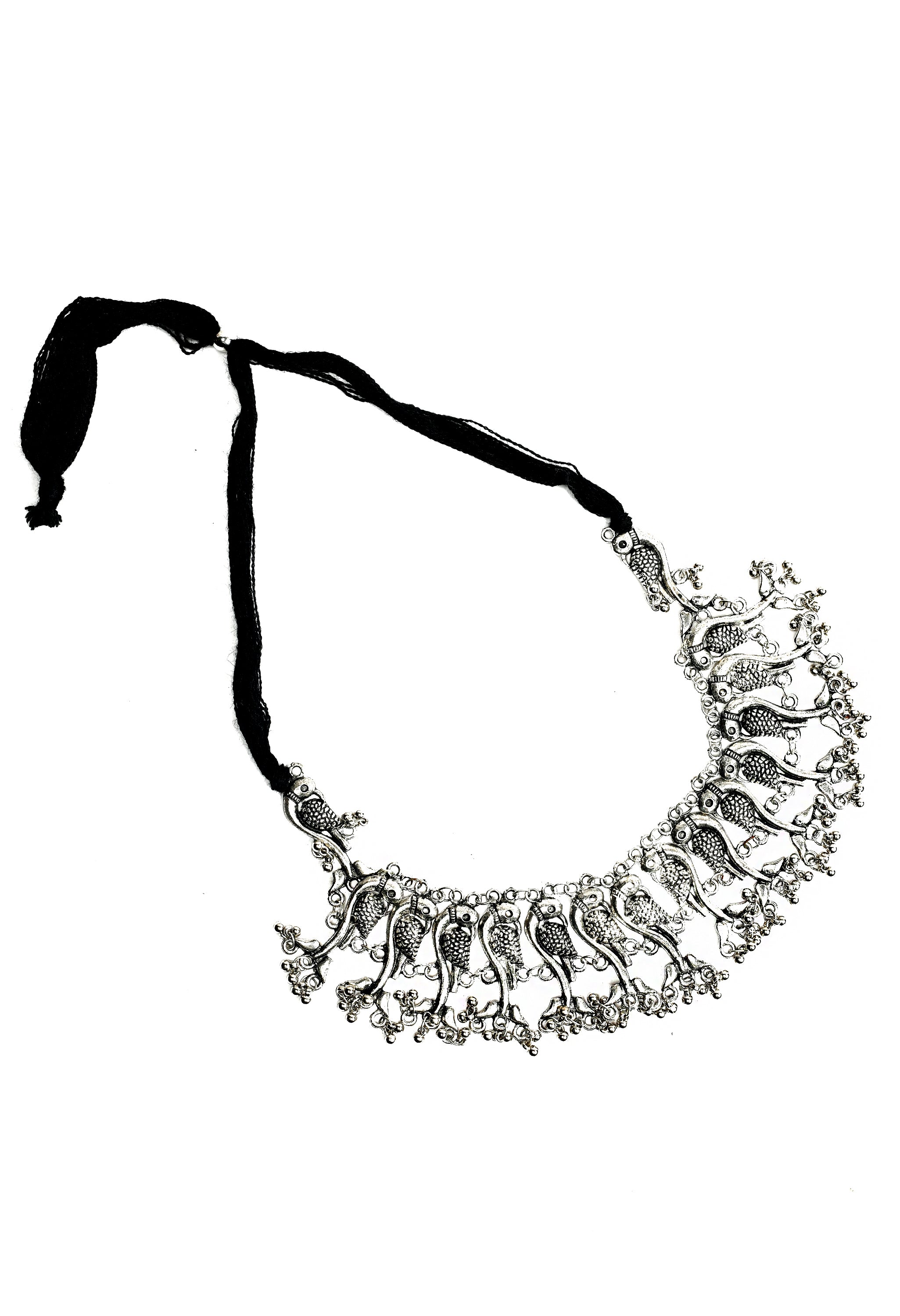 Women's Oxidised Necklaceand Earrings With Fish Design - Tehzeeb