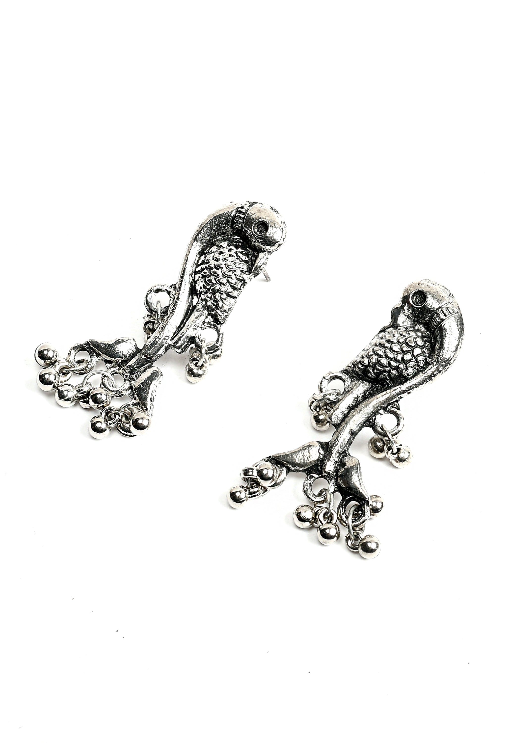 Women's Oxidised Necklaceand Earrings With Fish Design - Tehzeeb