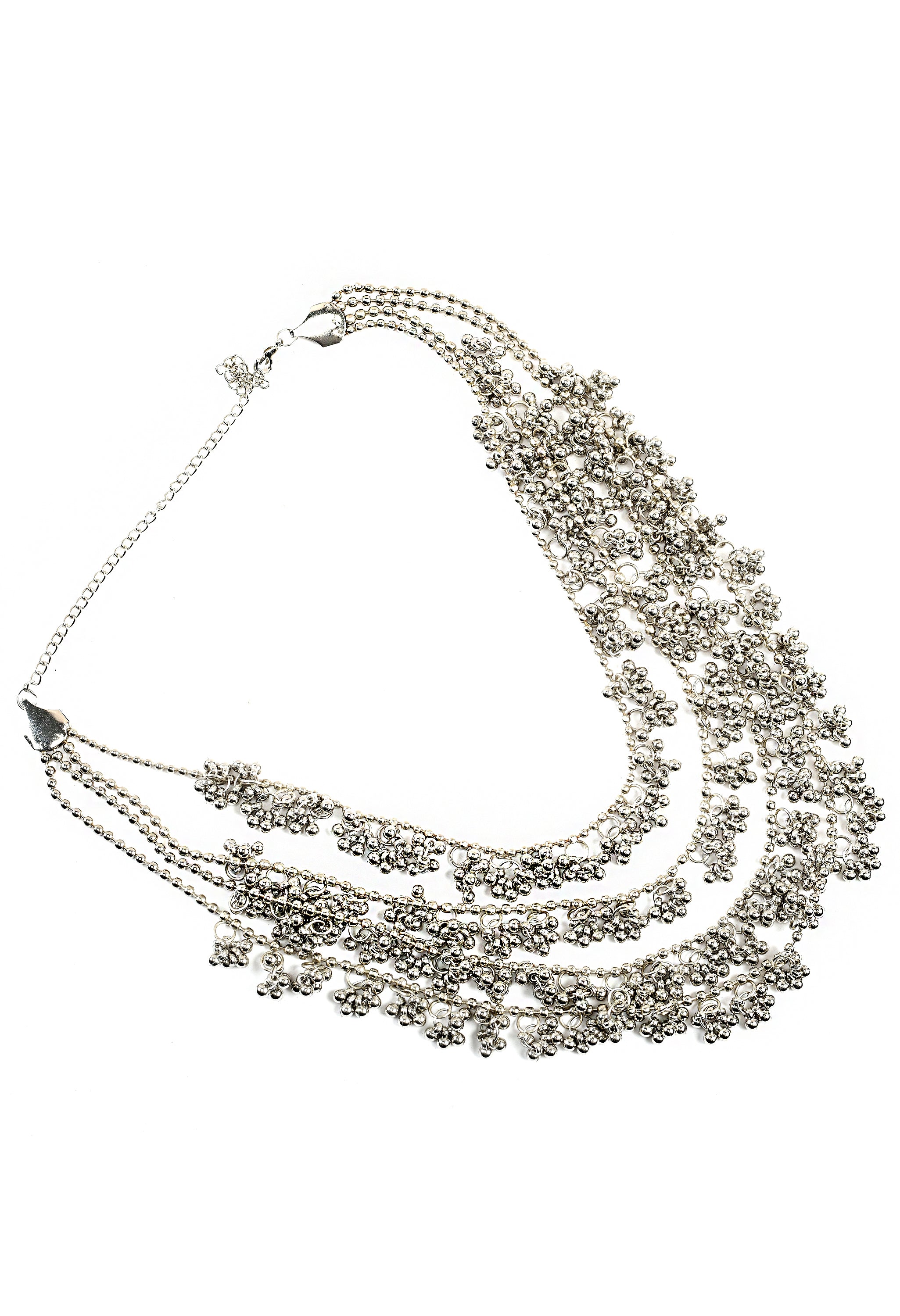Women's Silver Colour Oxidised Necklaceghunghru  - Tehzeeb