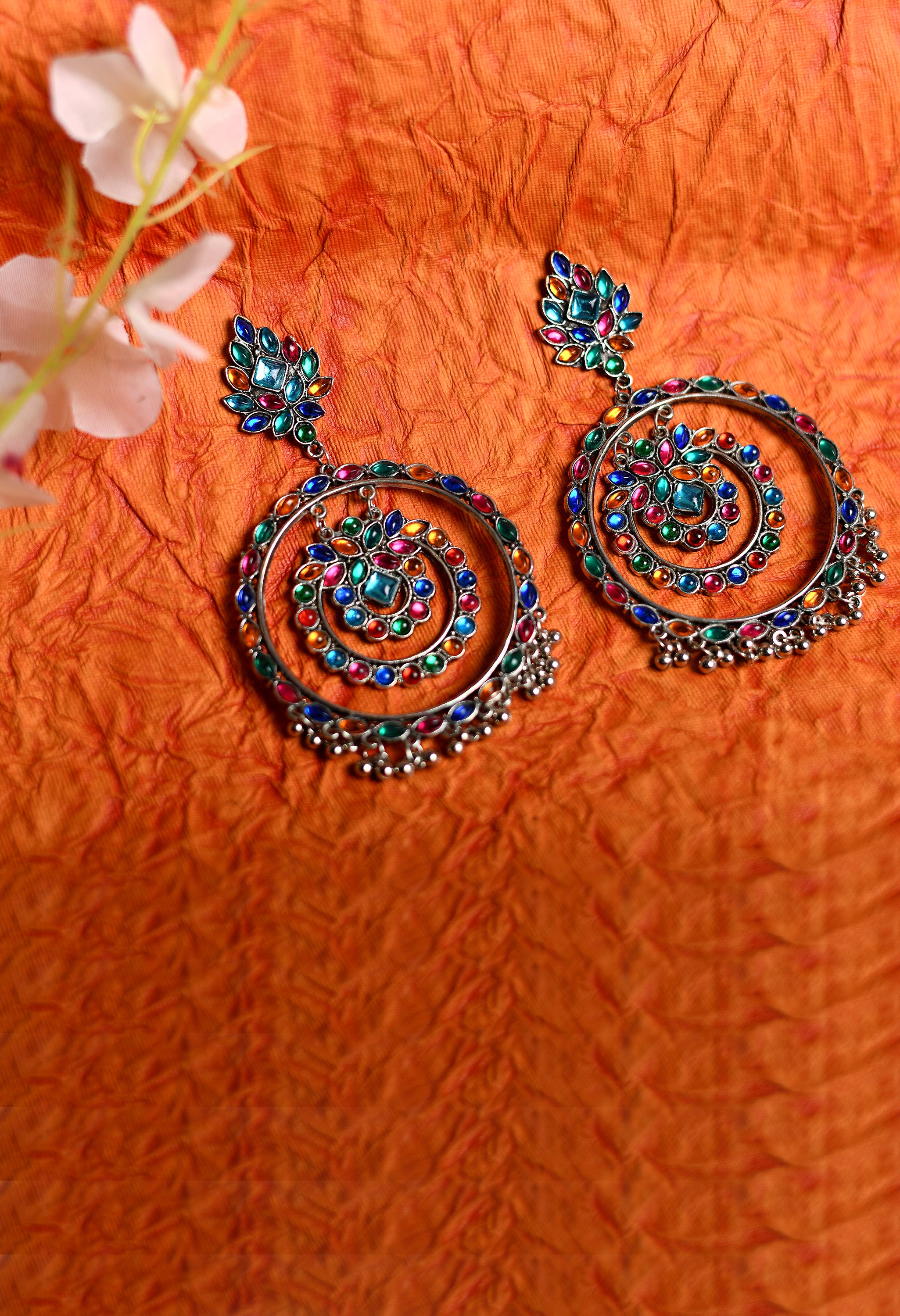 Women's Multy Colour Kundan Earrings  - Tehzeeb
