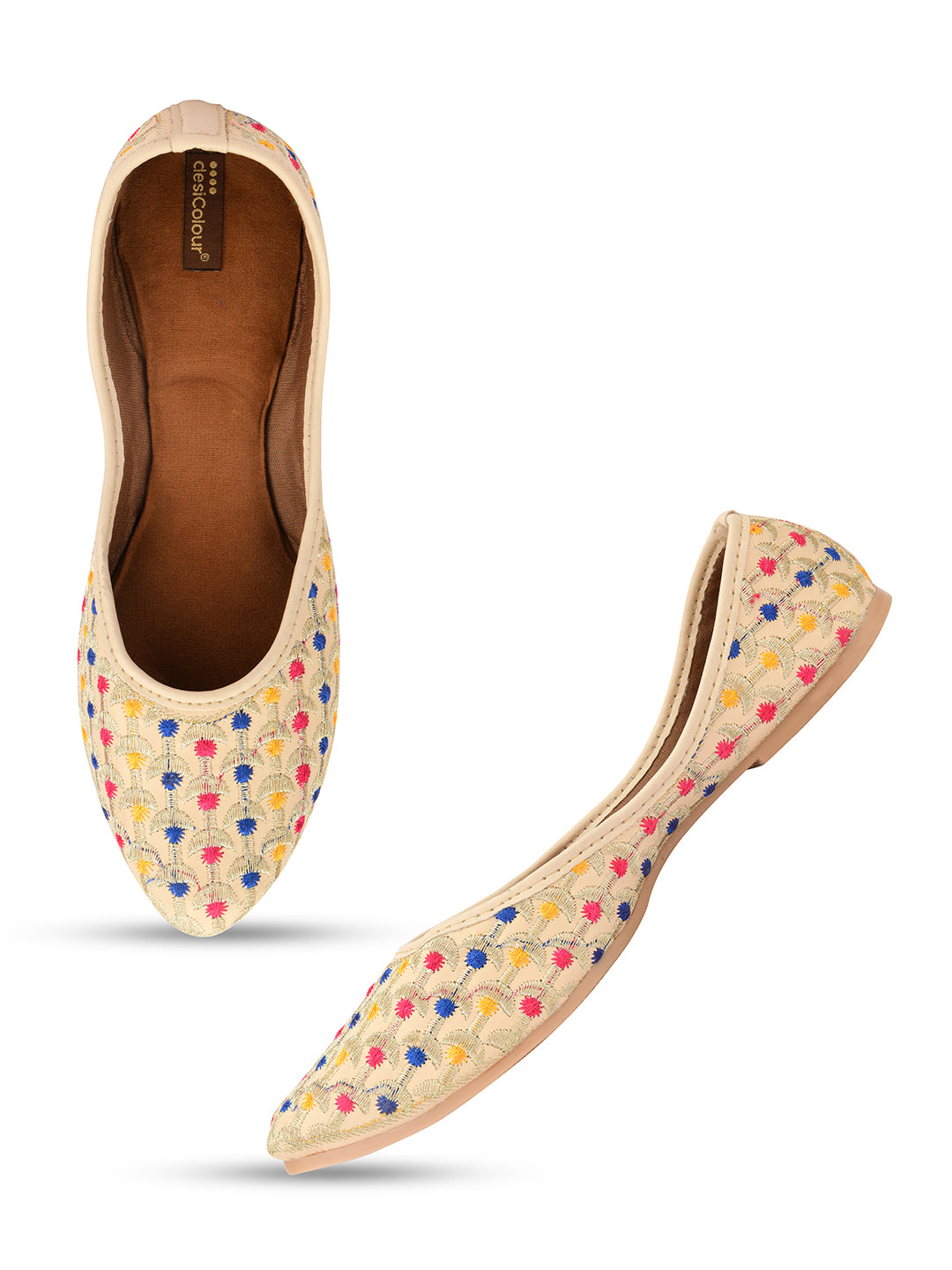 Women's Multi Dots  Indian Ethnic Comfort Footwear - Desi Colour
