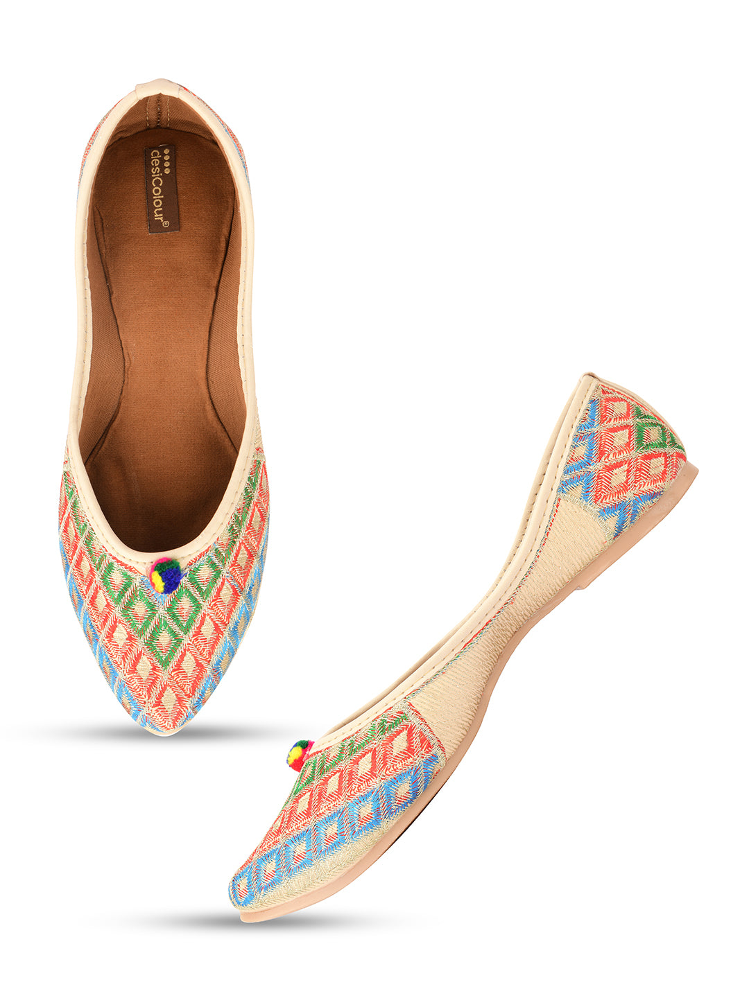 Women's Multi Squared  Indian Ethnic Comfort Footwear - Desi Colour
