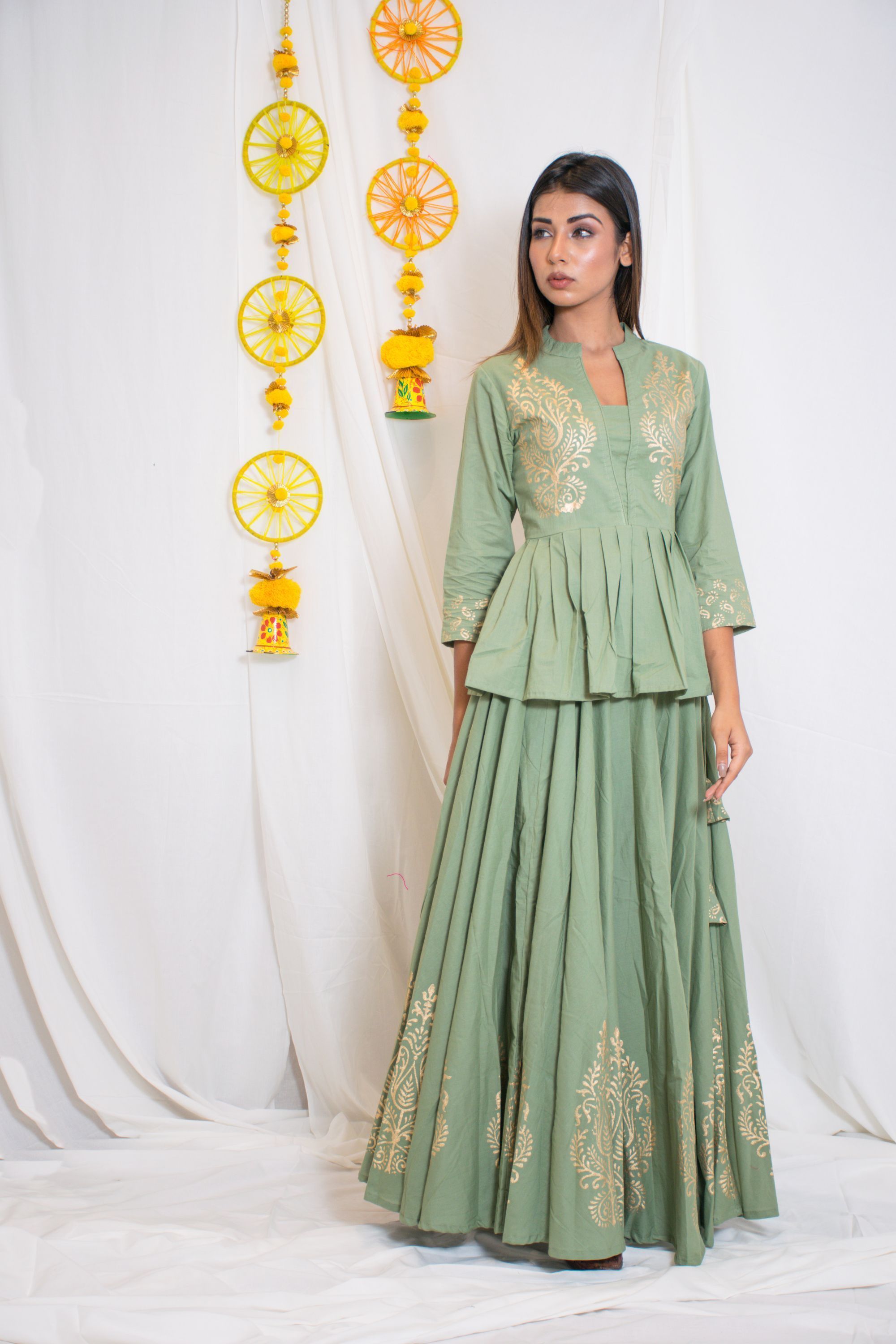 Women's Green Lehenga Set (2Pc Set)