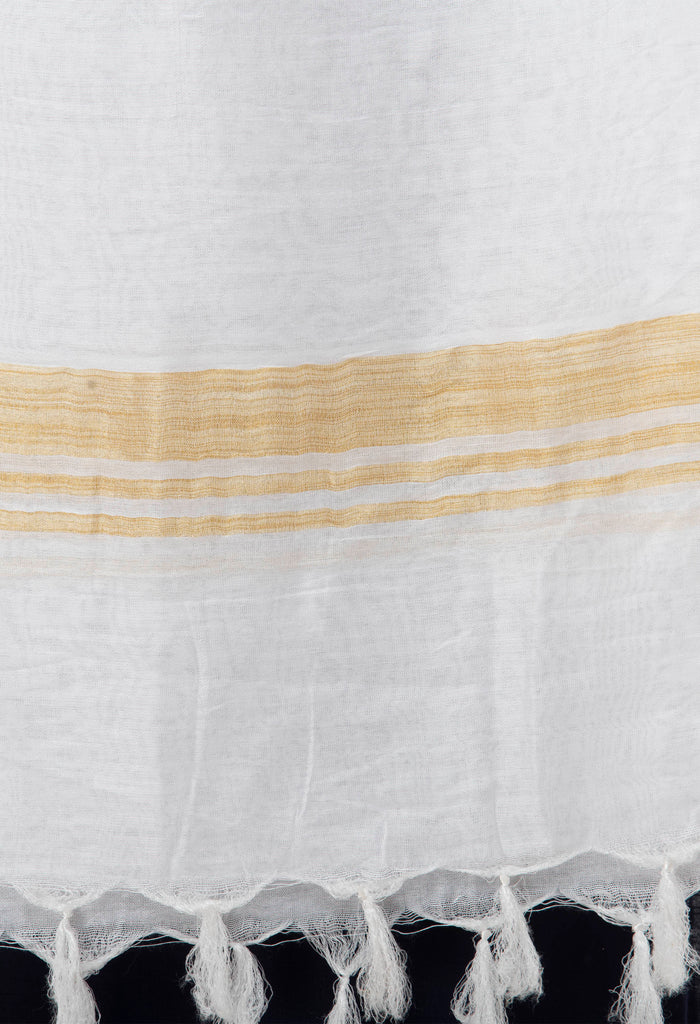 Women's Off White Color Golden Border Cotton Dupatta