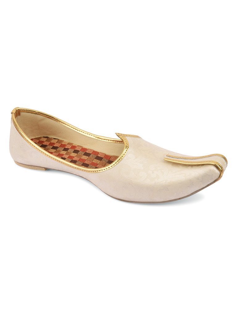 Men's Indian Ethnic Party Wear Off White Footwear
