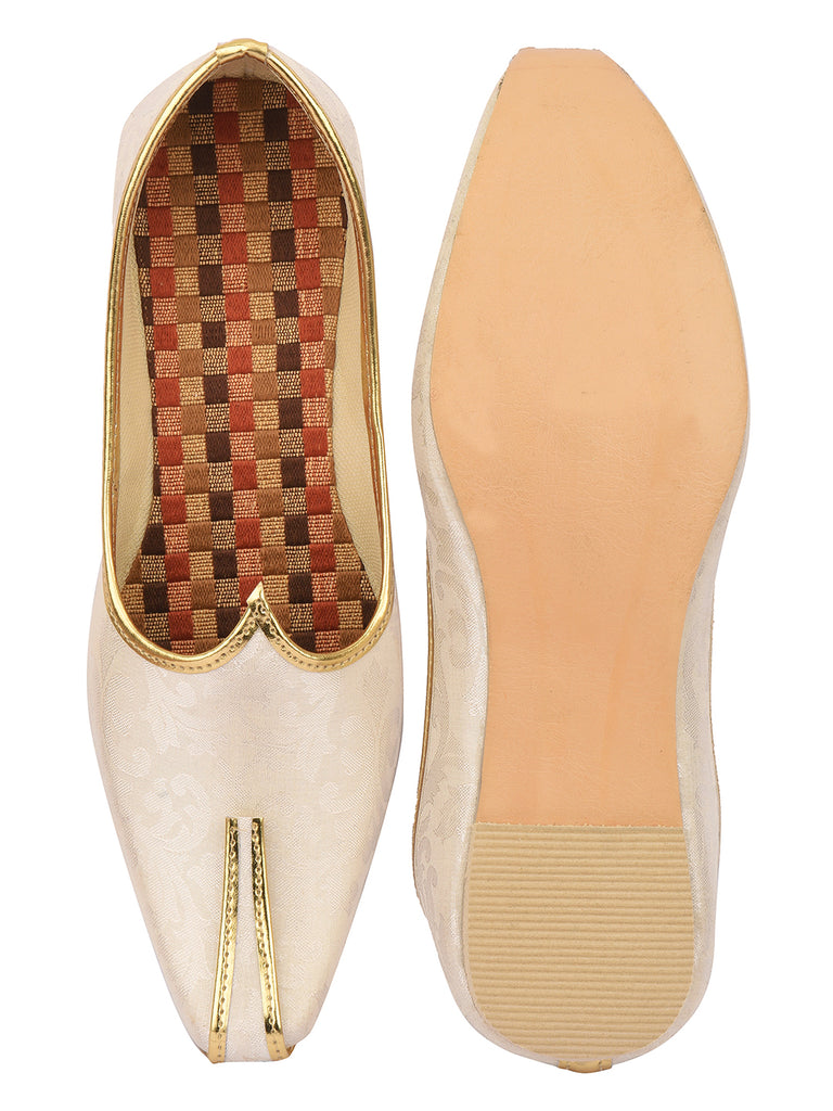 Men's Indian Ethnic Party Wear Off White Footwear